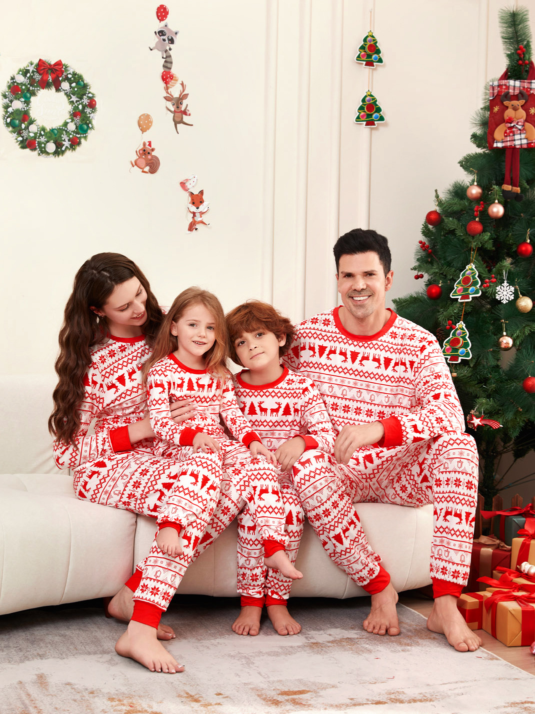 Reindeer Snowflake Fair Isle Family Christmas Pajamas