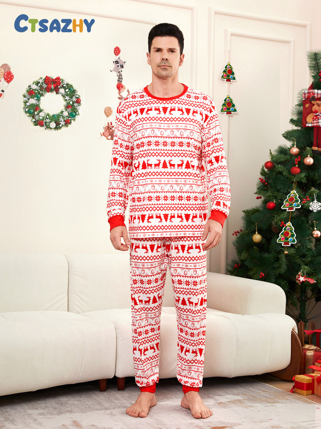 Reindeer Snowflake Fair Isle Family Christmas Pajamas