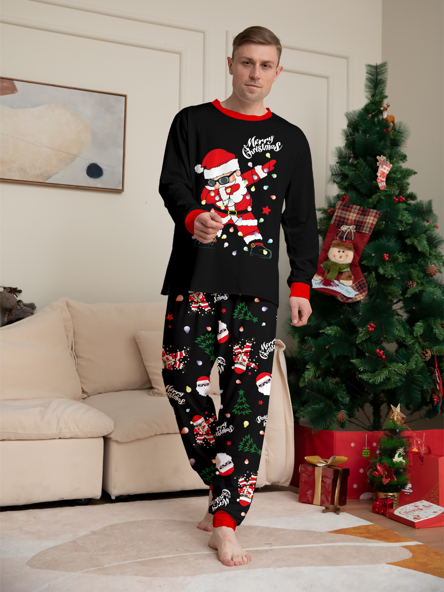Cool Santa Dancer Black Family Christmas Pajamas