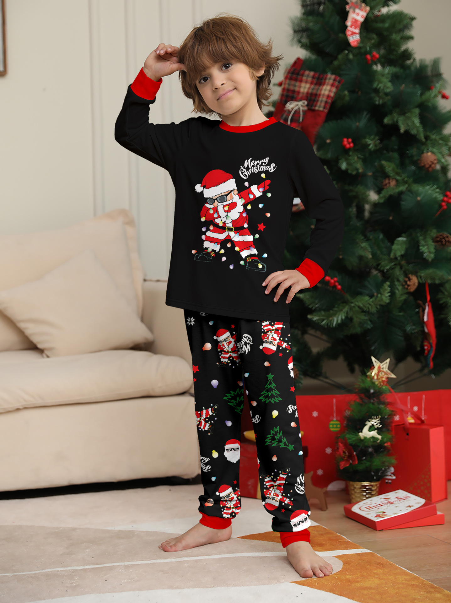 Cool Santa Dancer Black Family Christmas Pajamas