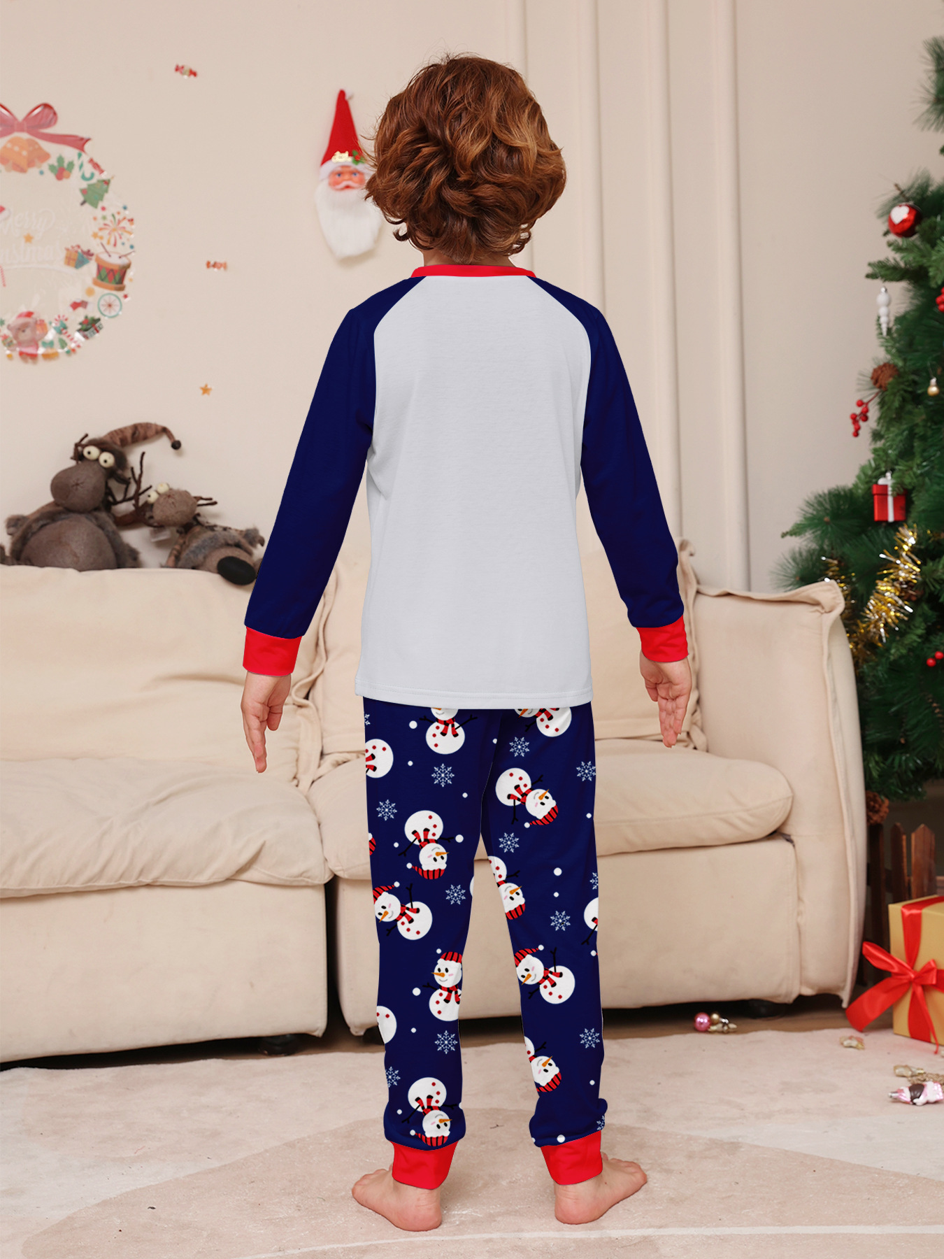 Long‑Sleeve Snowman Navy Family Matching Pajamas