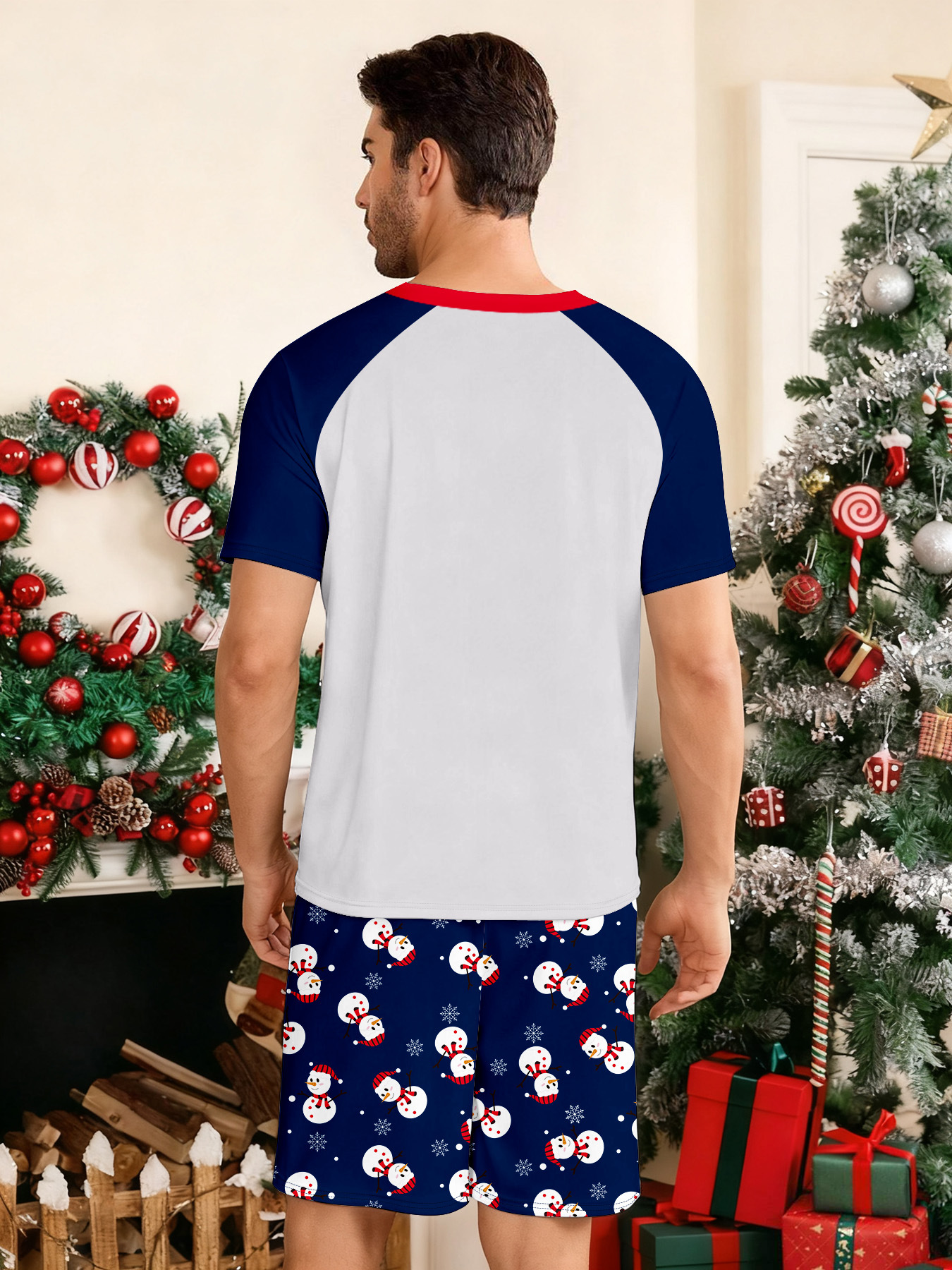 Short‑Sleeve Snowman Print Family Christmas Pajamas