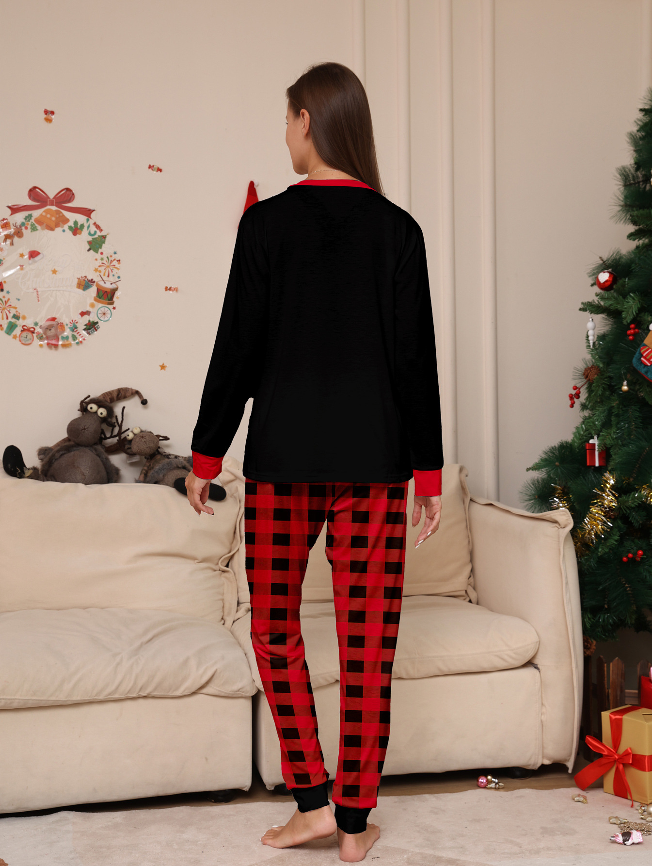 Christmas Crew Red‑Black Plaid Family Pajamas