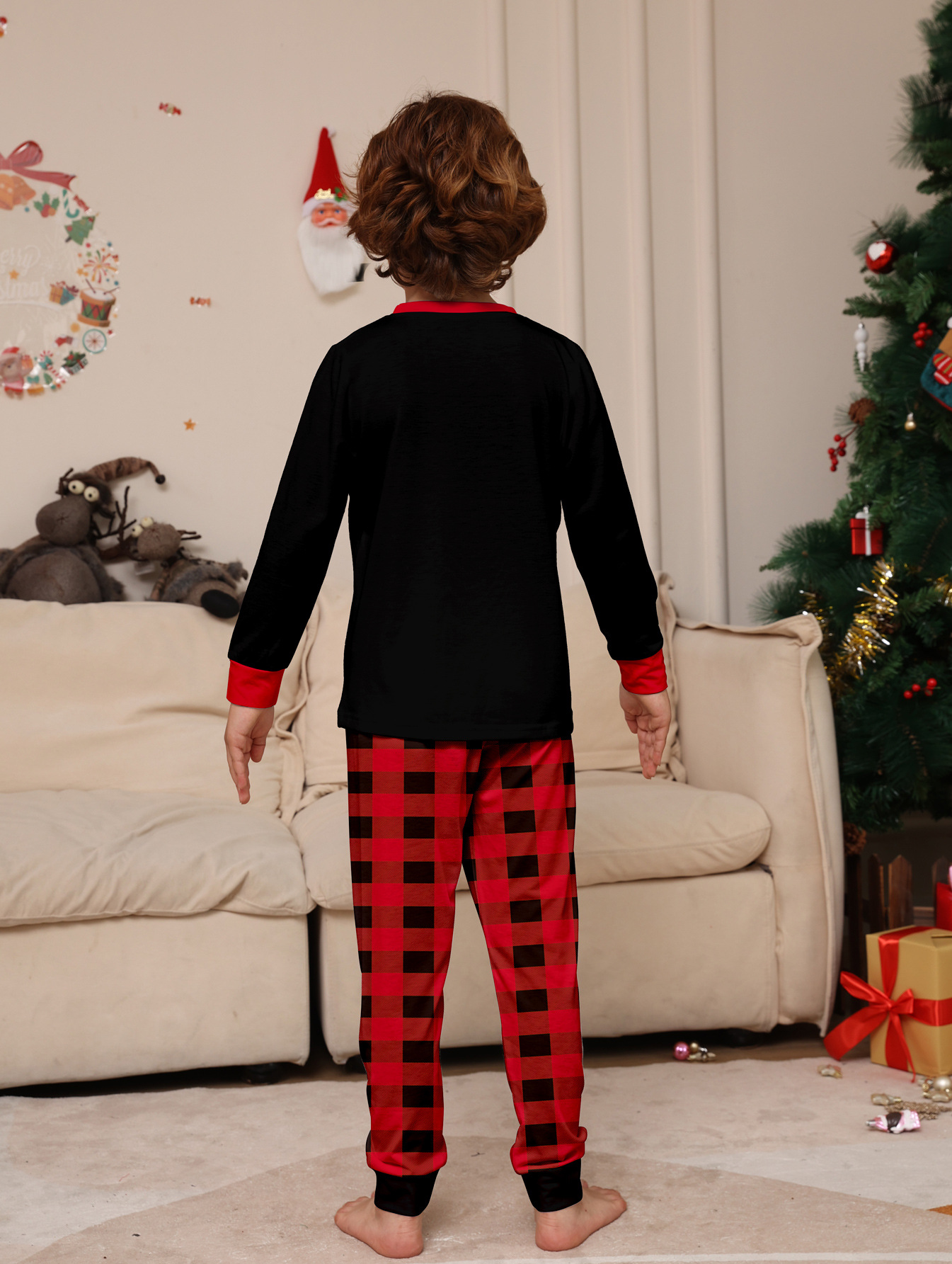Christmas Crew Red‑Black Plaid Family Pajamas
