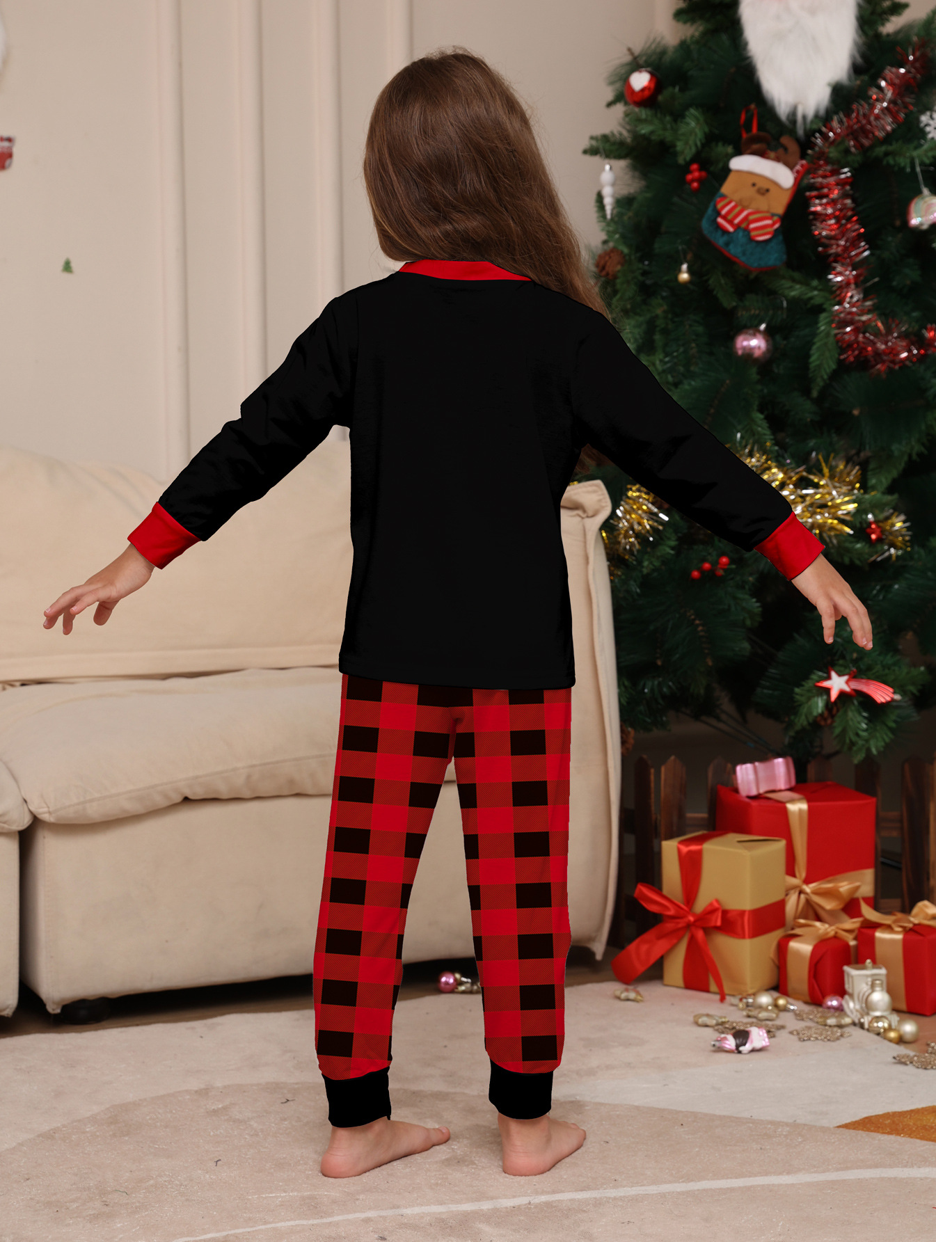 Christmas Crew Red‑Black Plaid Family Pajamas