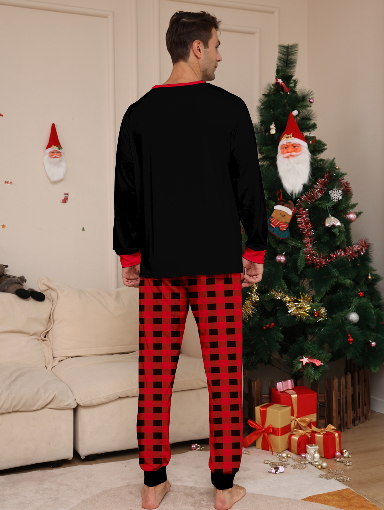 Christmas Crew Red‑Black Plaid Family Pajamas