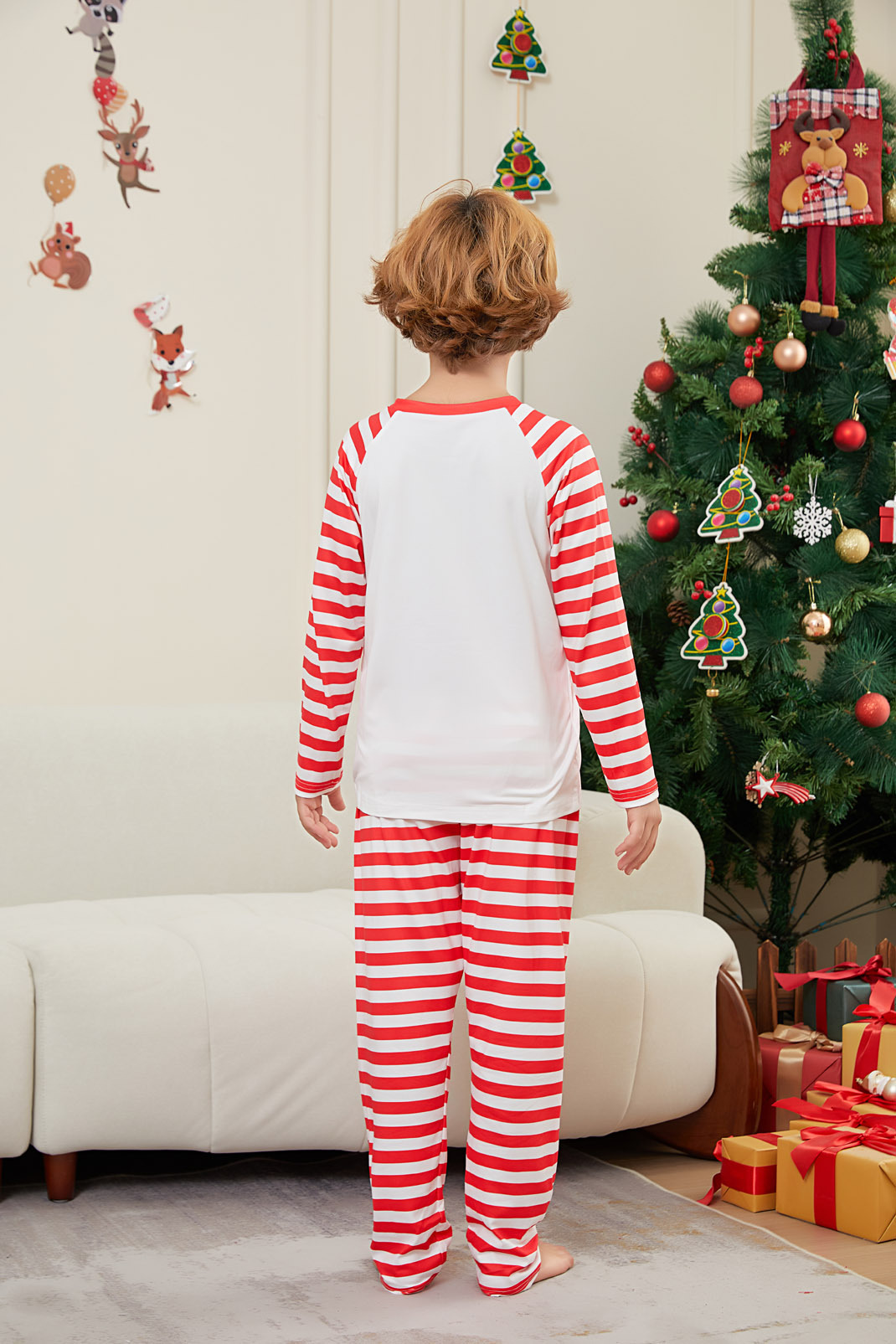 Santa Red‑White Stripe Family Matching Pajamas