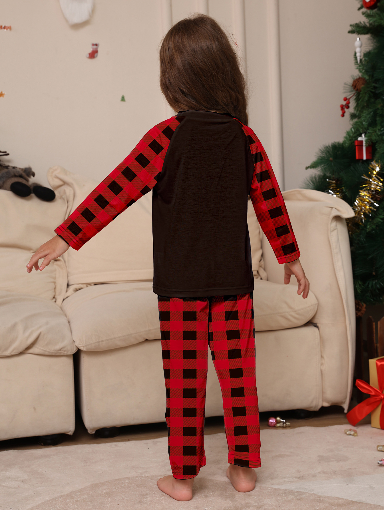 Reindeer Red‑Black Plaid Family Matching Pajamas
