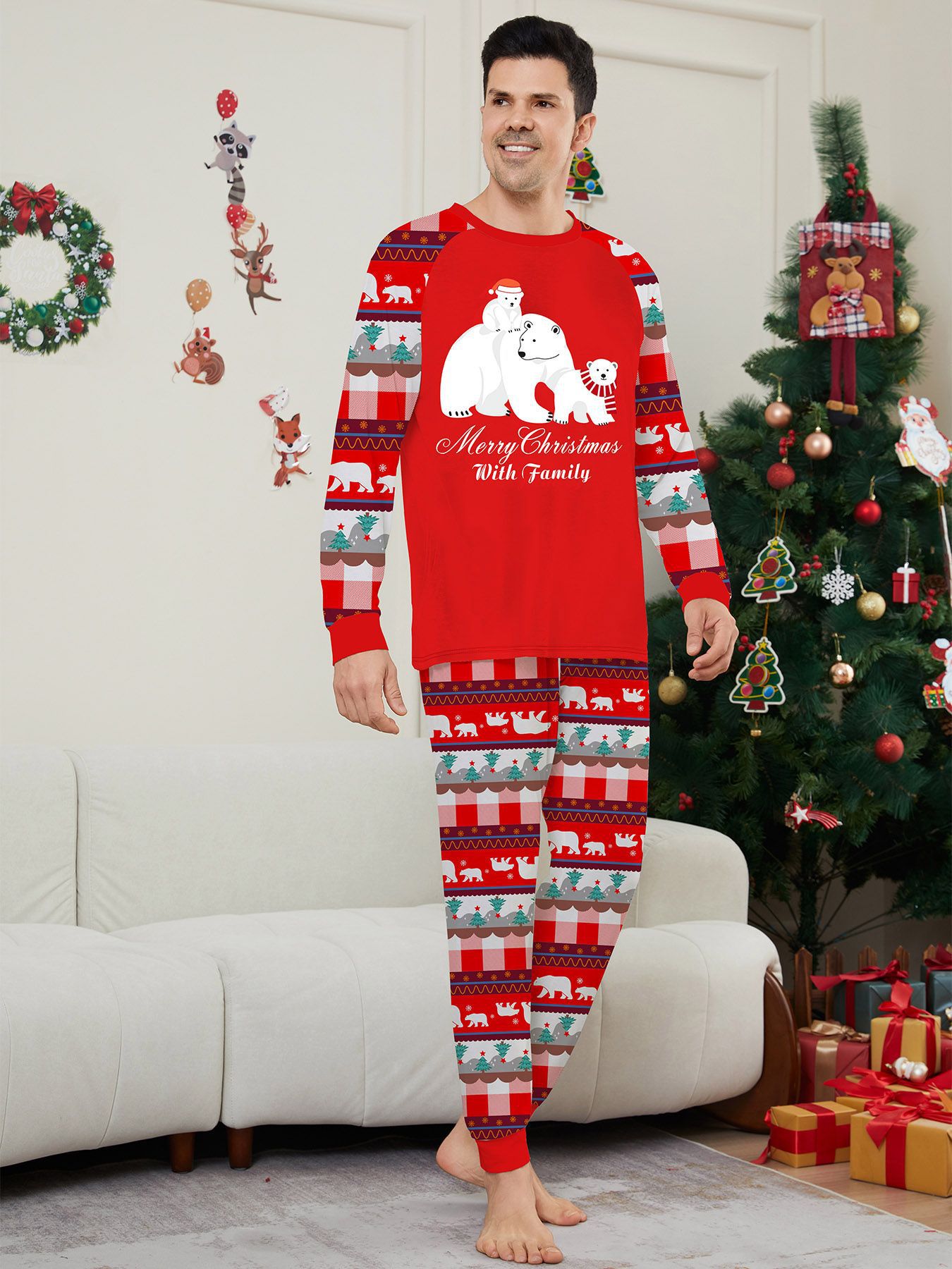 Red Polar Bear Christmas Family Pajamas
