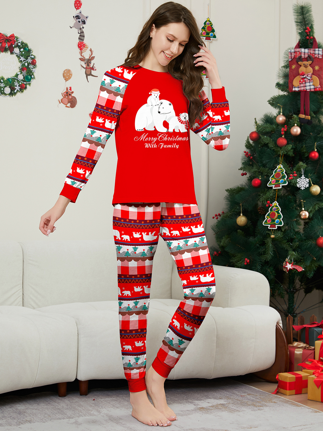 Red Polar Bear Christmas Family Pajamas