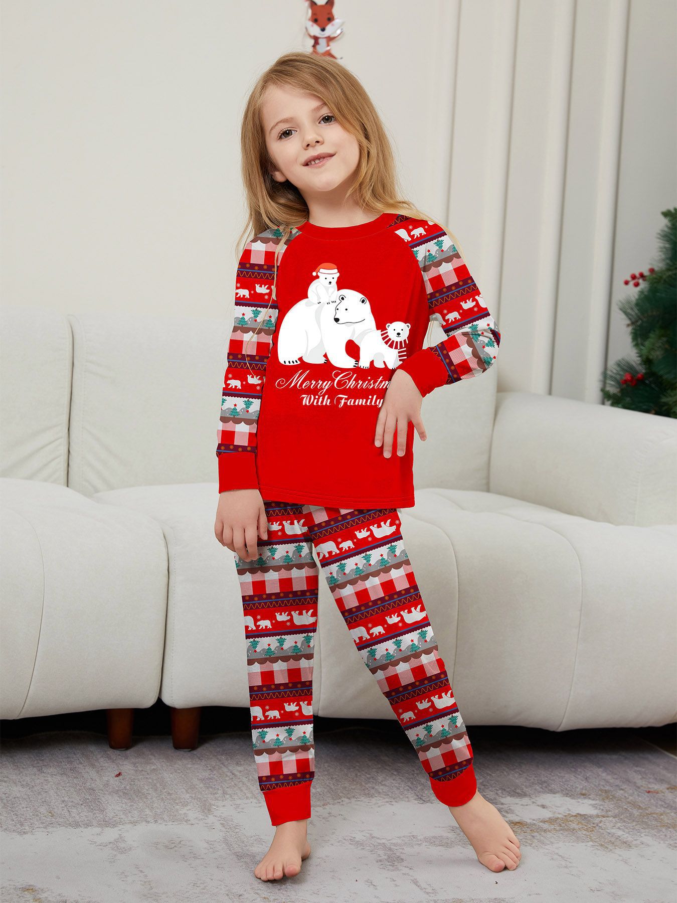 Red Polar Bear Christmas Family Pajamas