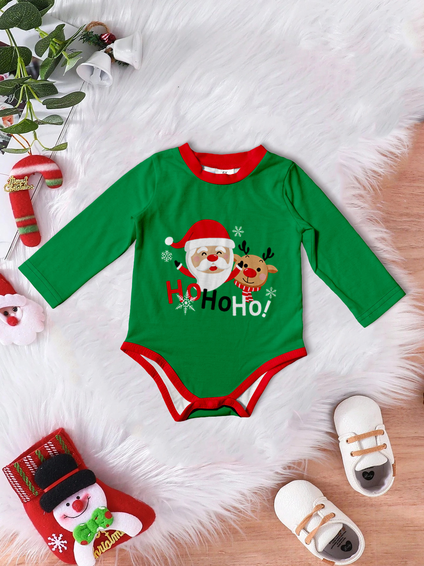 Green Short‑Sleeve Santa Reindeer Family Pajamas