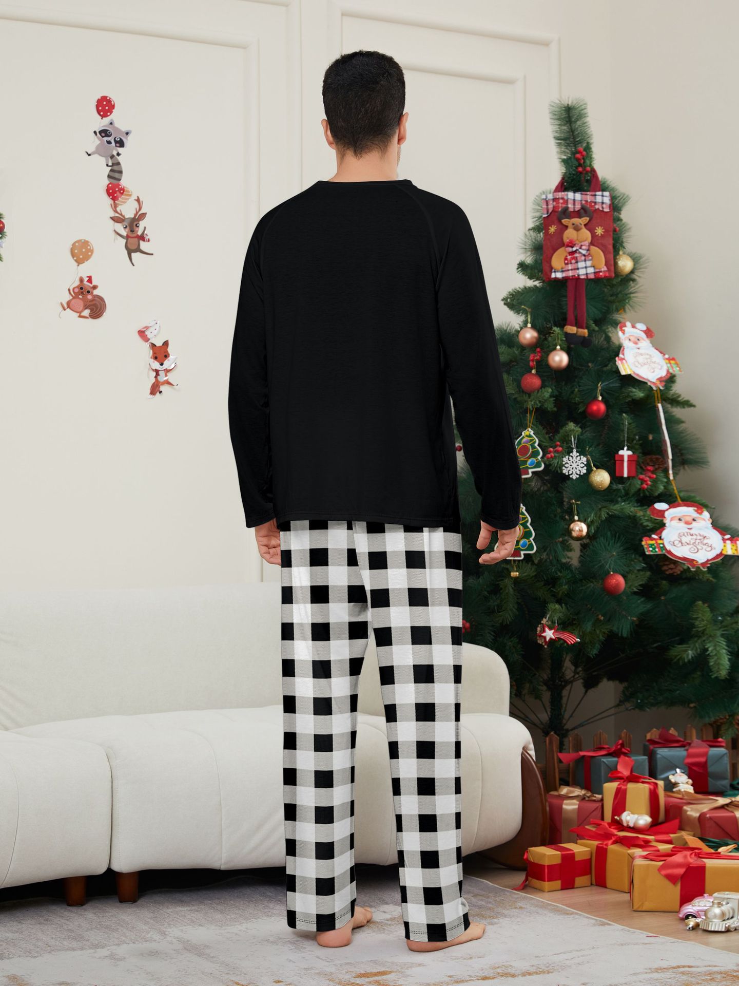 Black “We Are Family” Plaid Family Pajamas