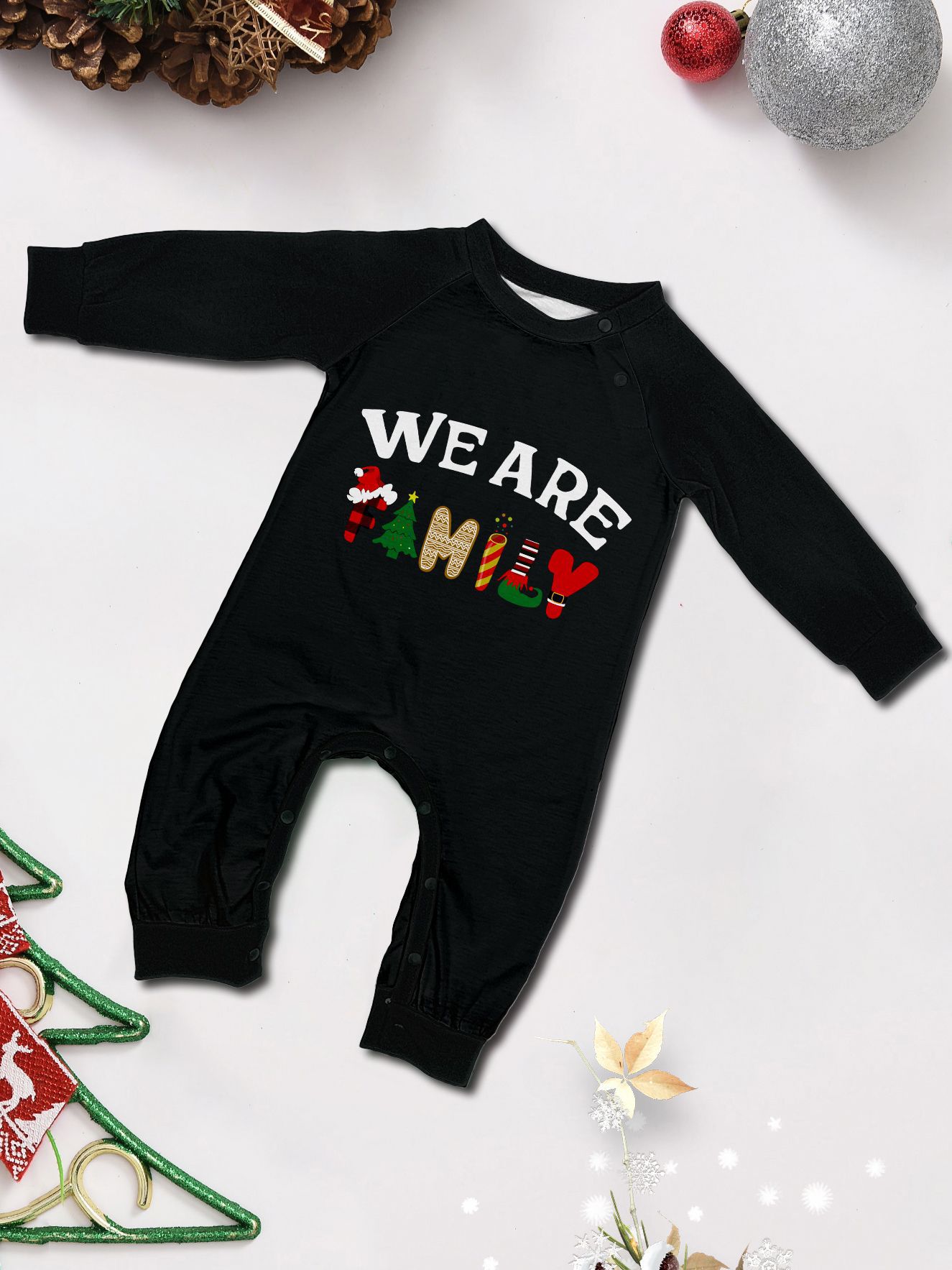 Black “We Are Family” Plaid Family Pajamas