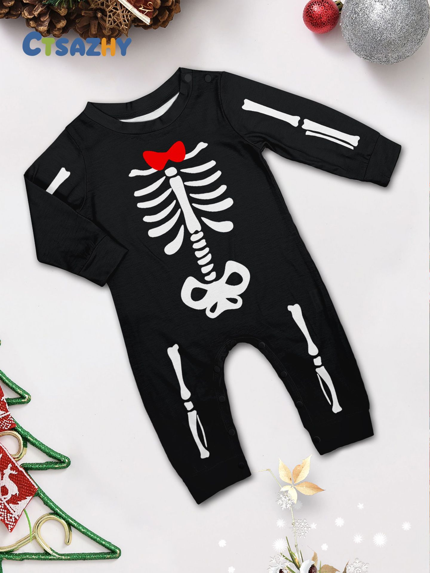 Halloween Skeleton Bow Family Matching Pajamas
