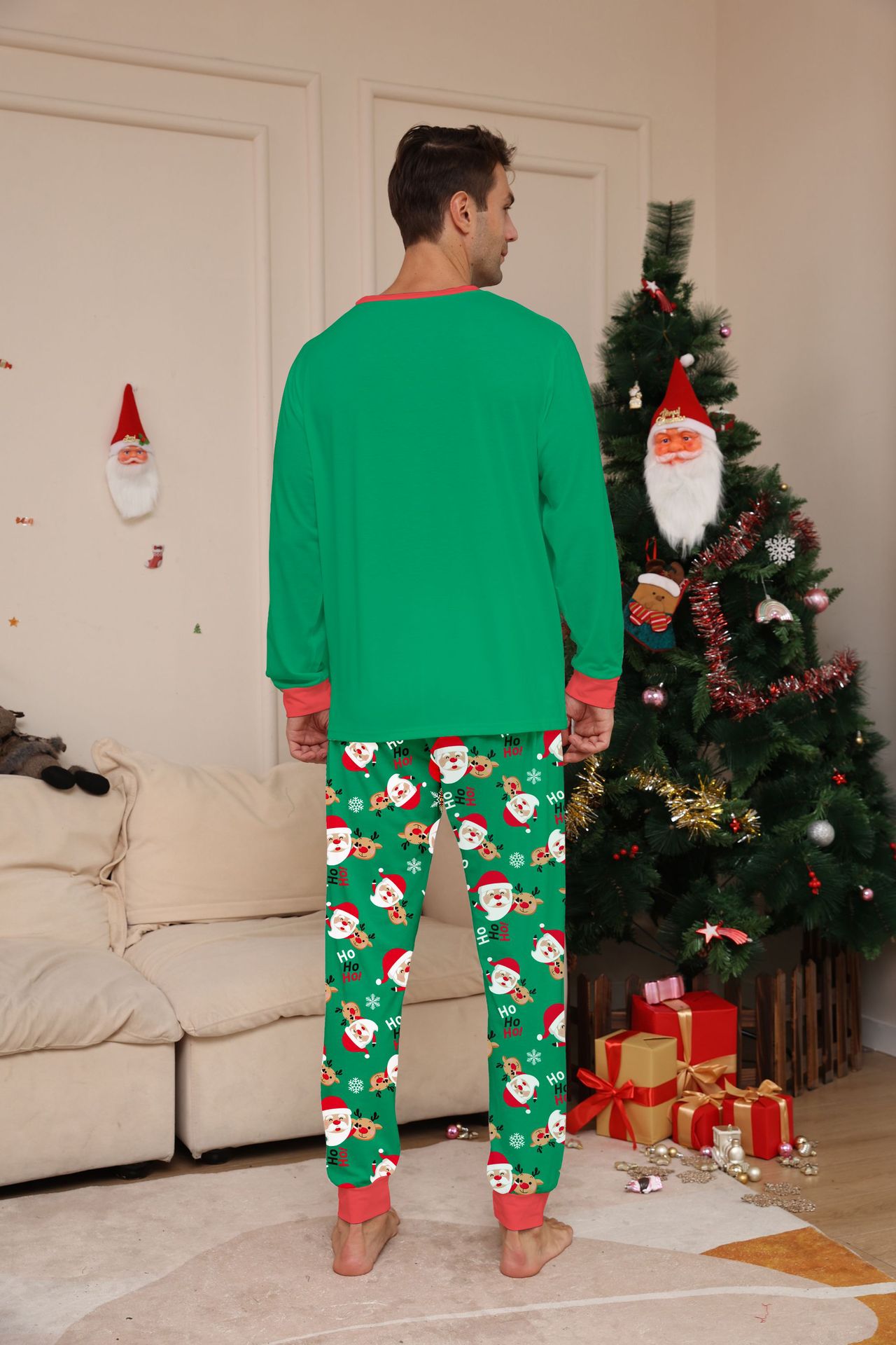 Green Santa‑Reindeer HoHoHo Family Pajamas