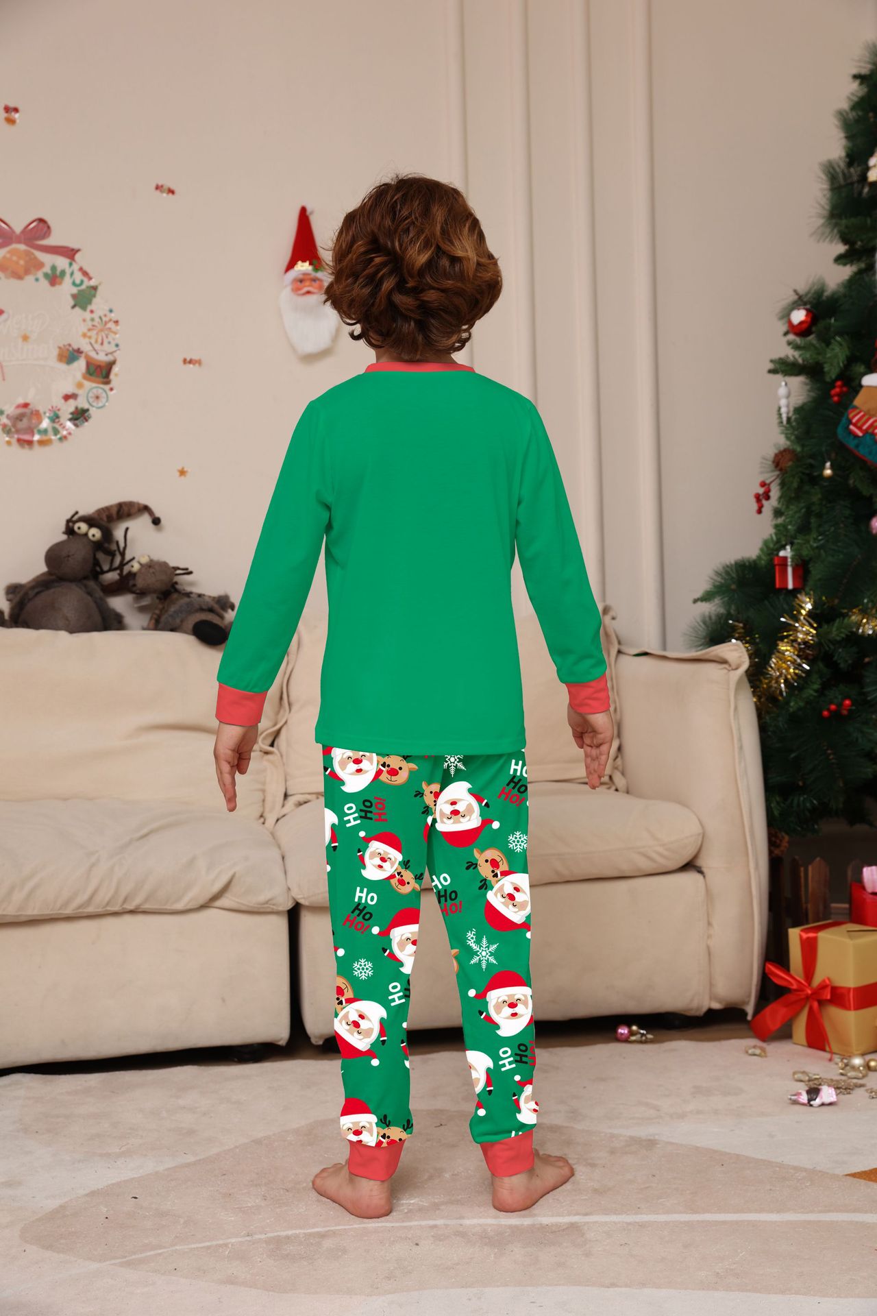 Green Santa‑Reindeer HoHoHo Family Pajamas