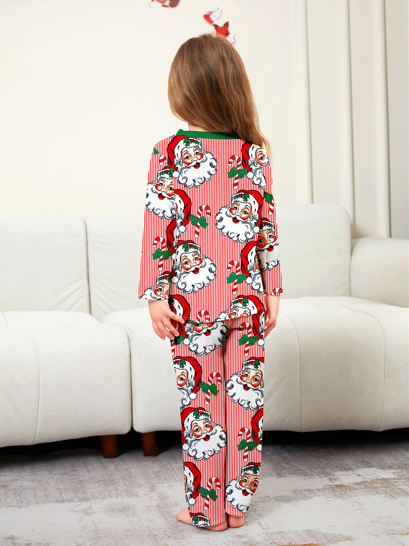 Pink‑Stripe Santa Print Family Matching Pajamas