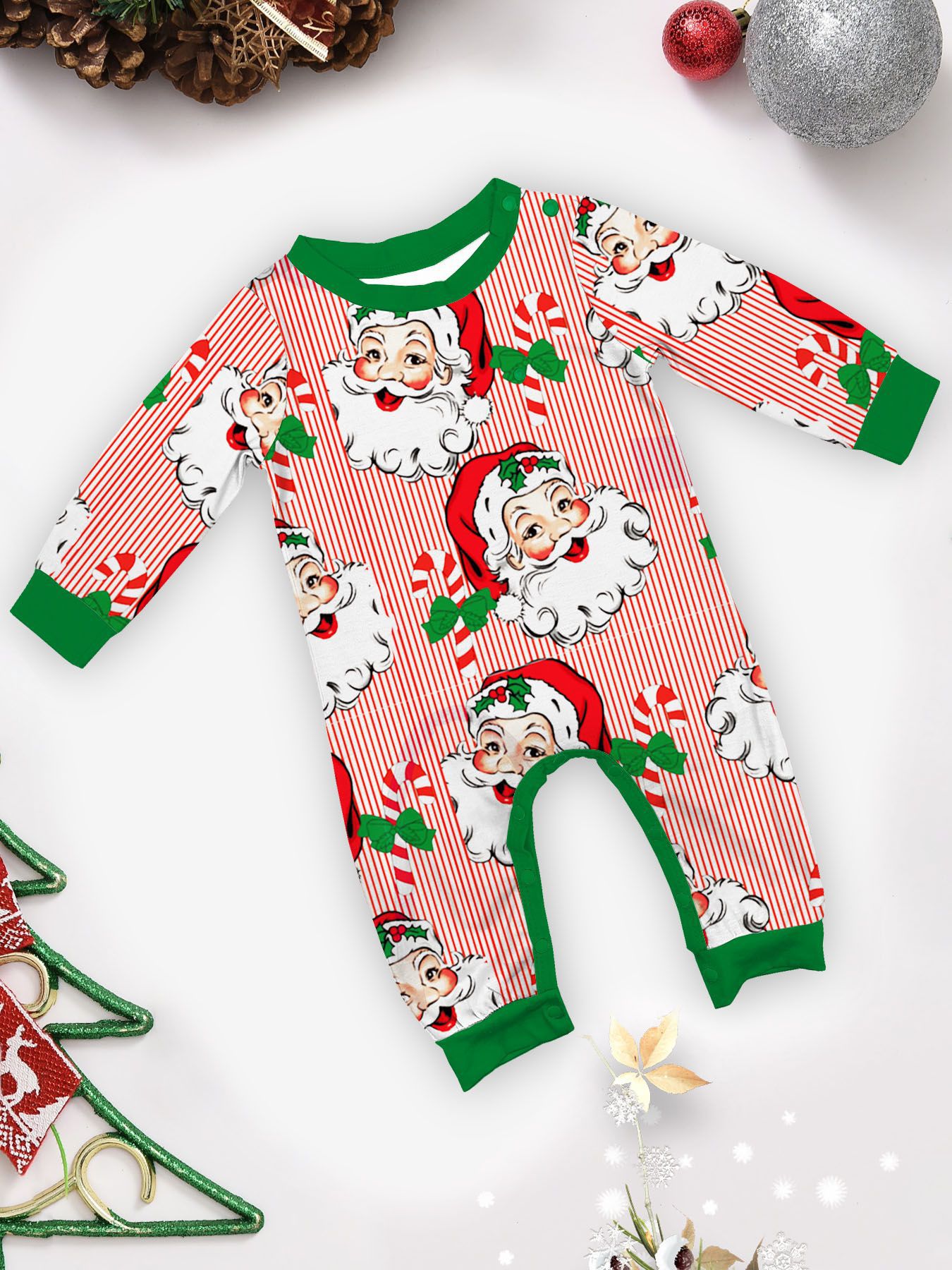 Pink‑Stripe Santa Print Family Matching Pajamas