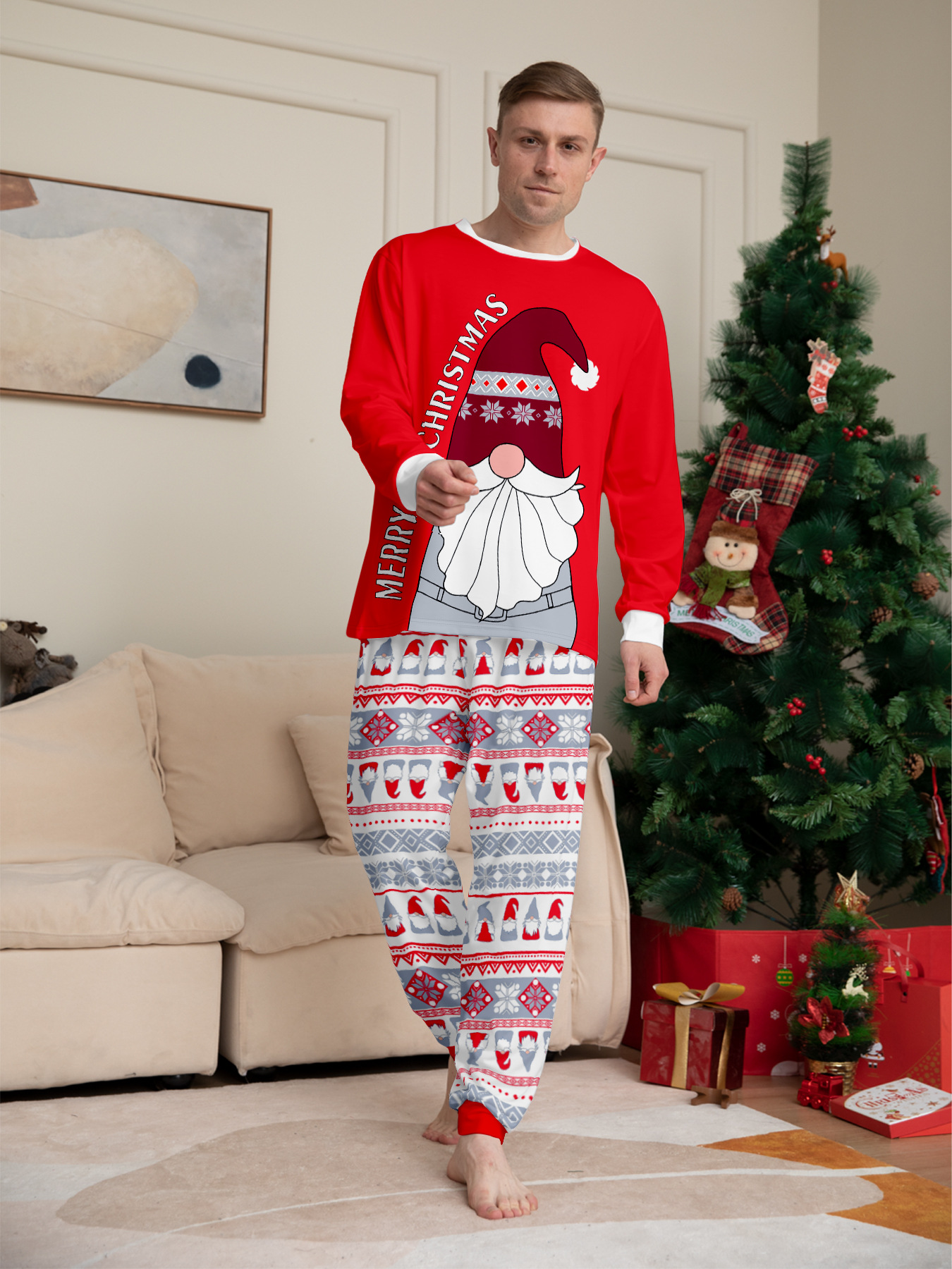 Red Gnome Christmas Family Matching Pajamas