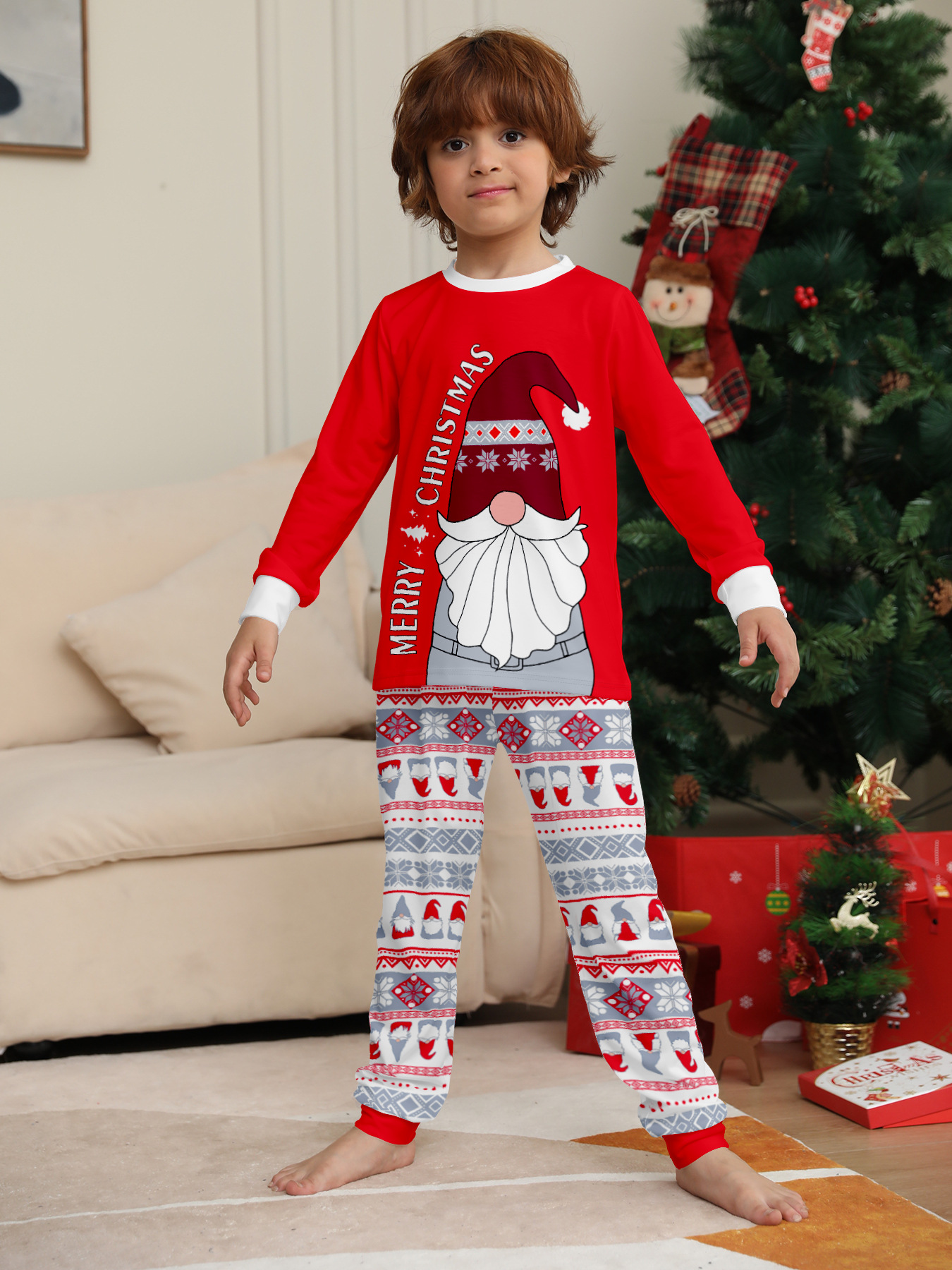 Red Gnome Christmas Family Matching Pajamas