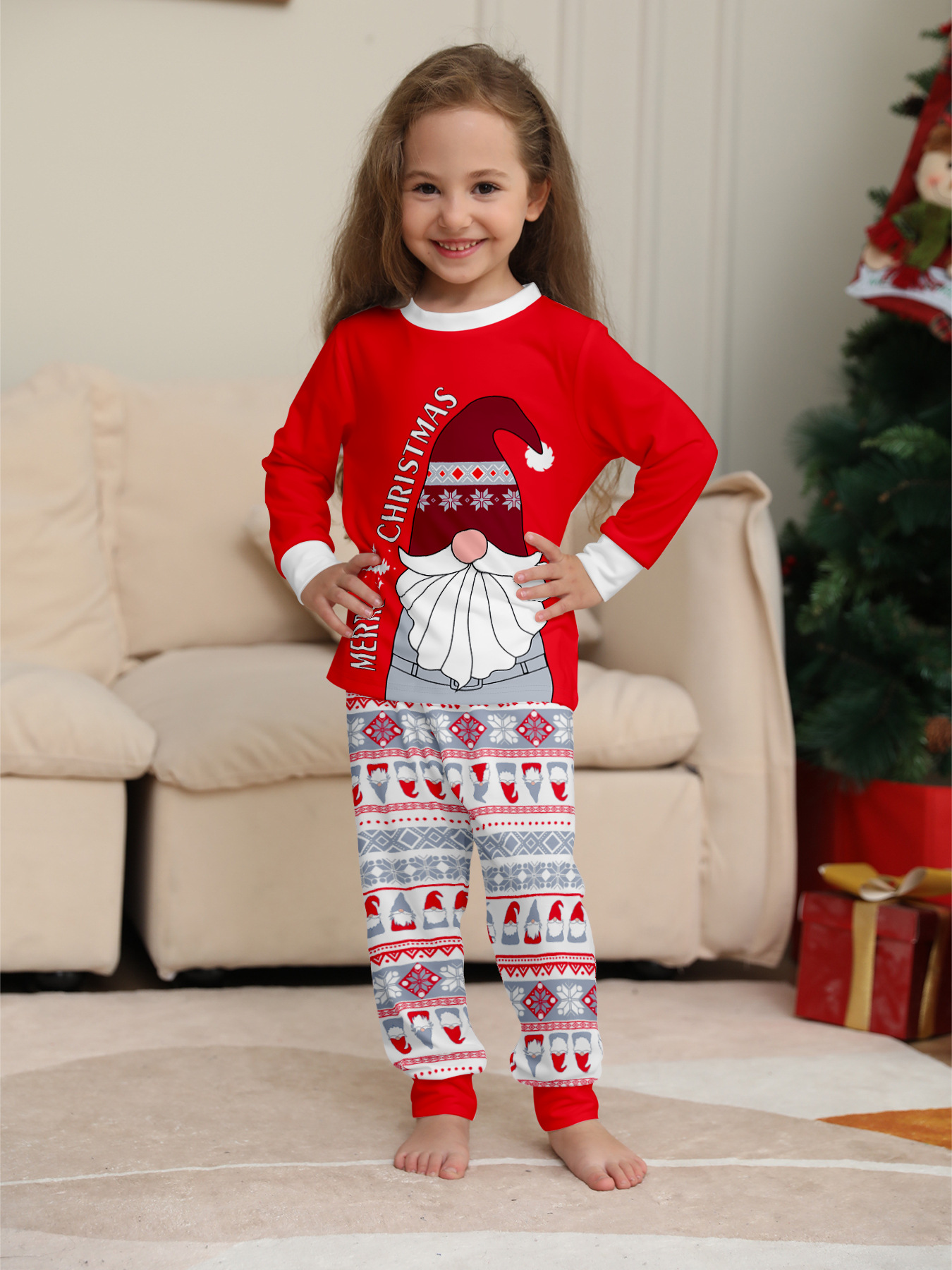 Red Gnome Christmas Family Matching Pajamas
