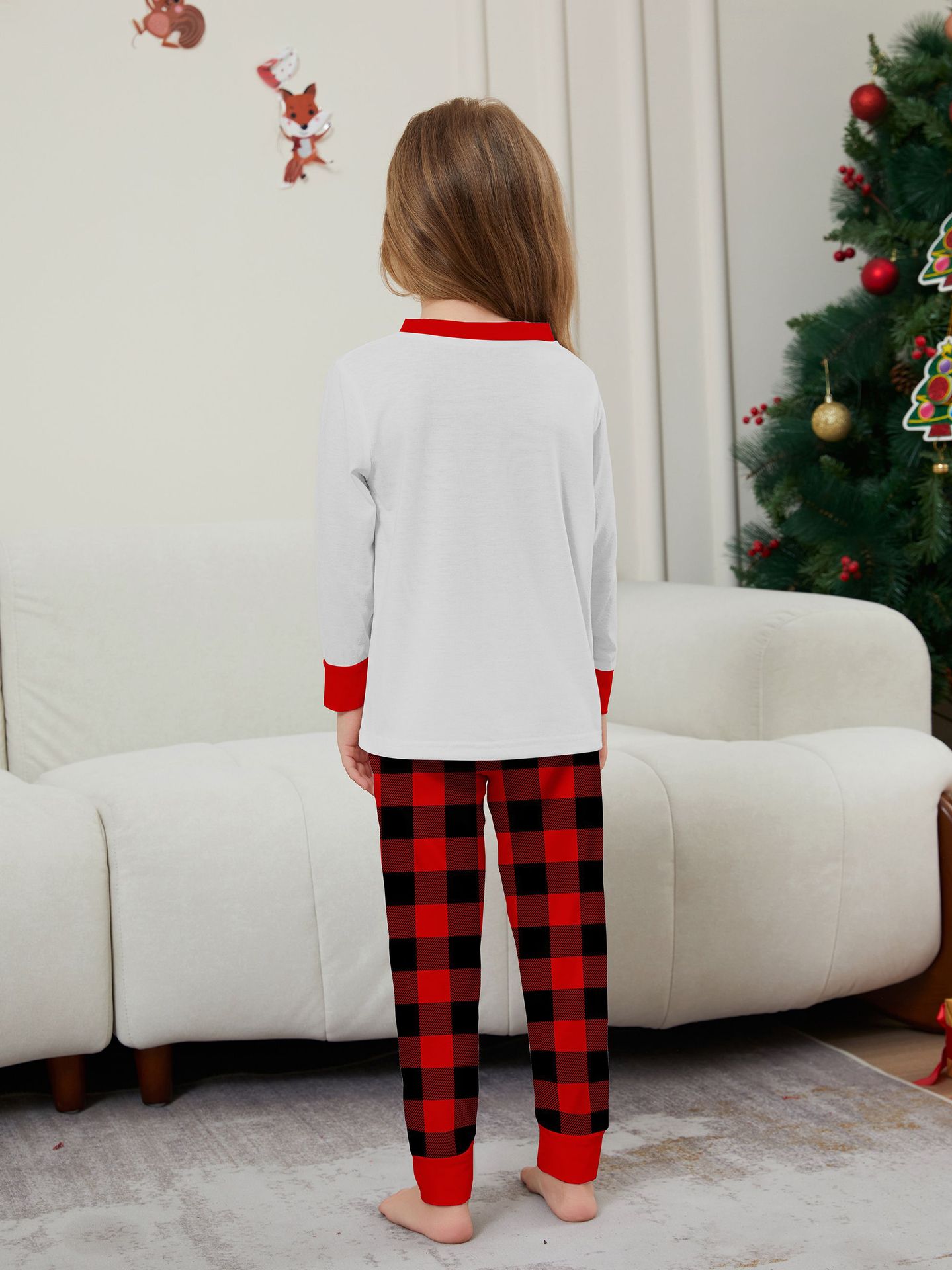 White Red‑Plaid Christmas Truck Family Matching Pajamas