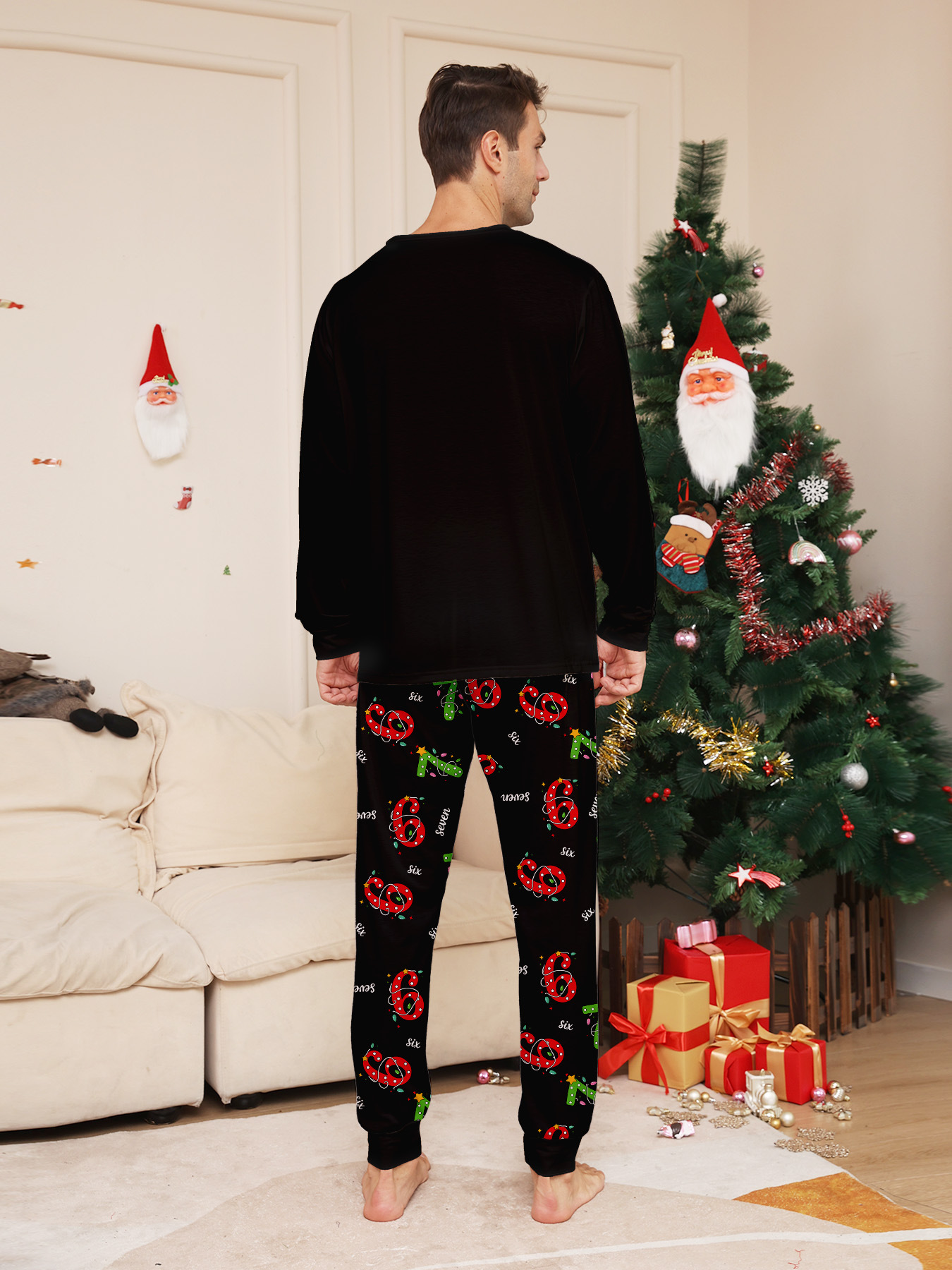 Black Christmas‑Number 6‑7 Family Pajamas