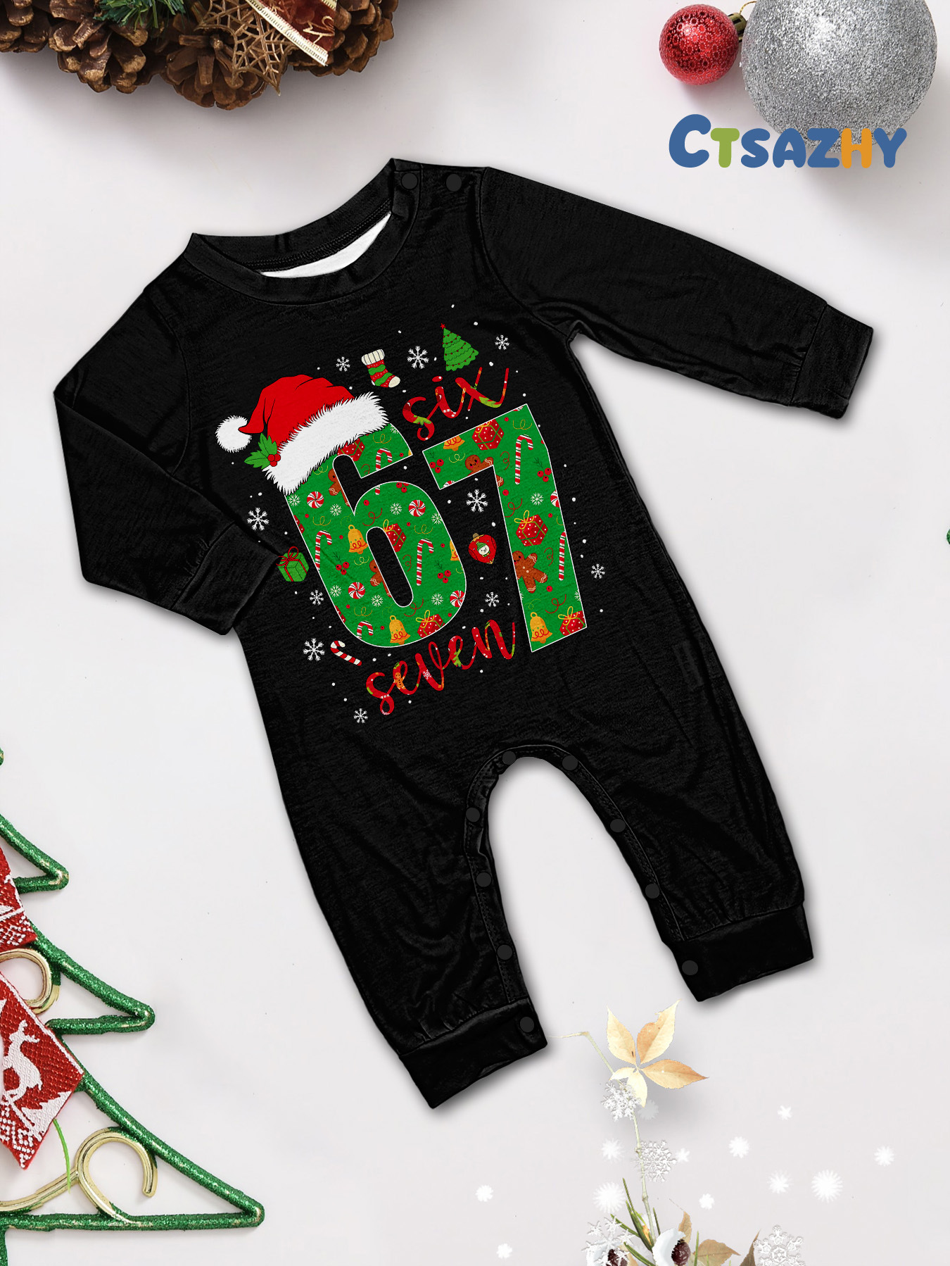 Black Christmas‑Number 6‑7 Family Pajamas