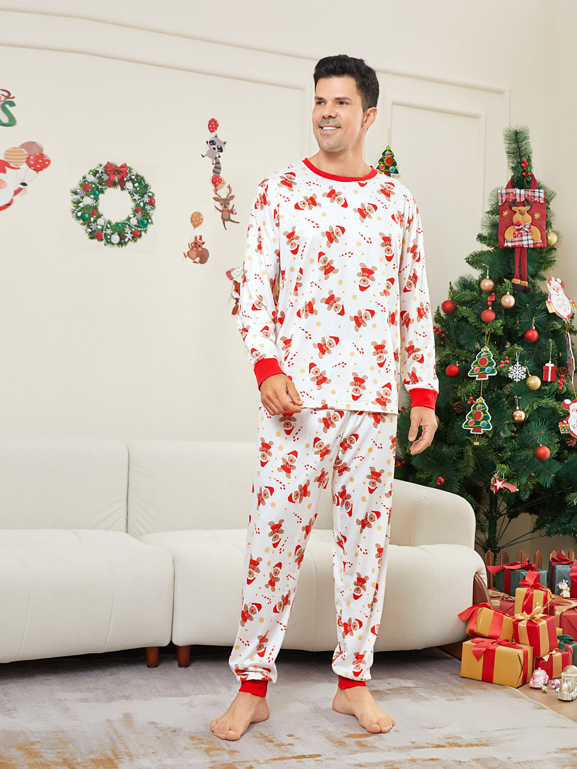 Gingerbread Man Print Family Christmas Pajamas