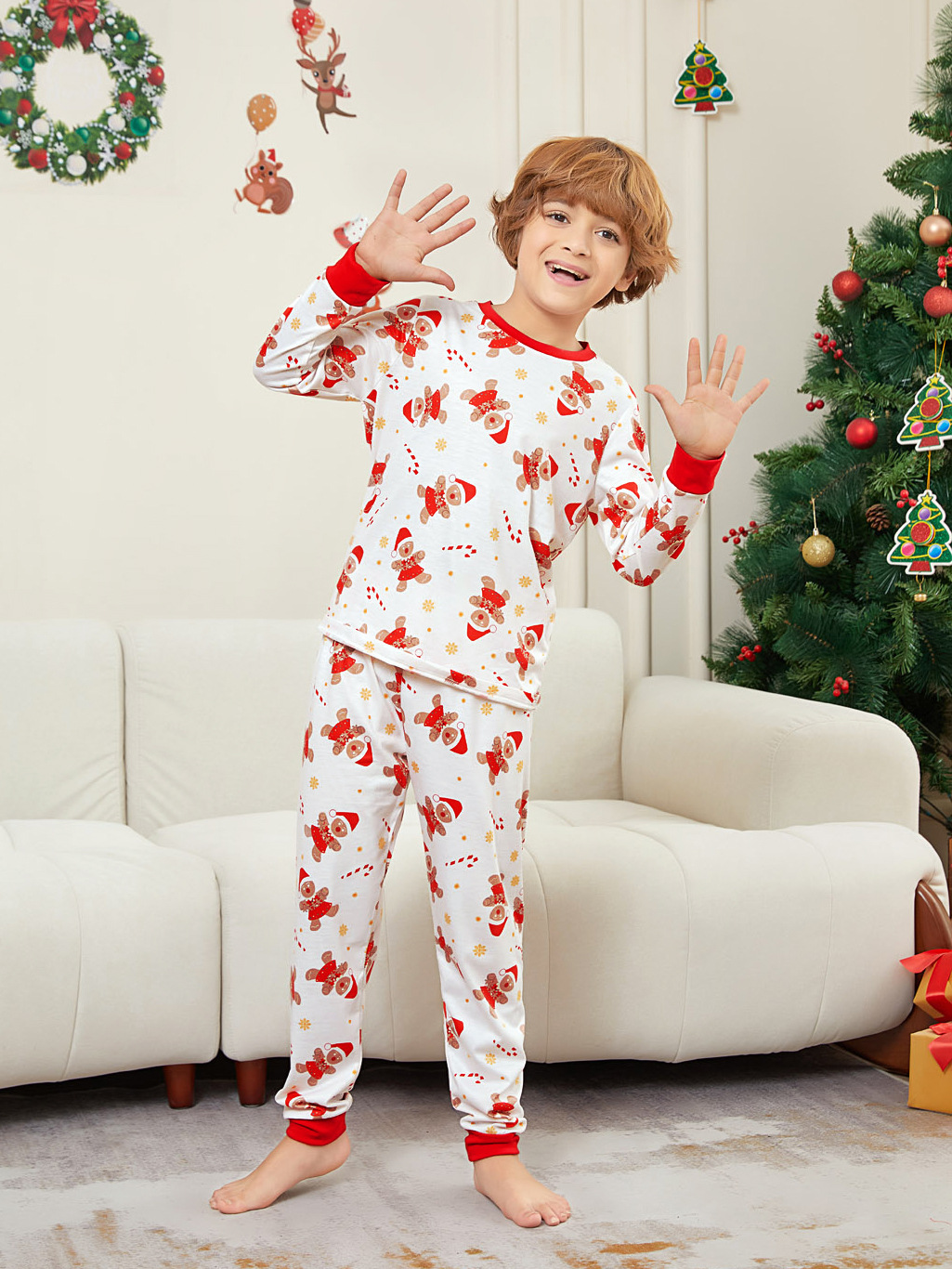 Gingerbread Man Print Family Christmas Pajamas