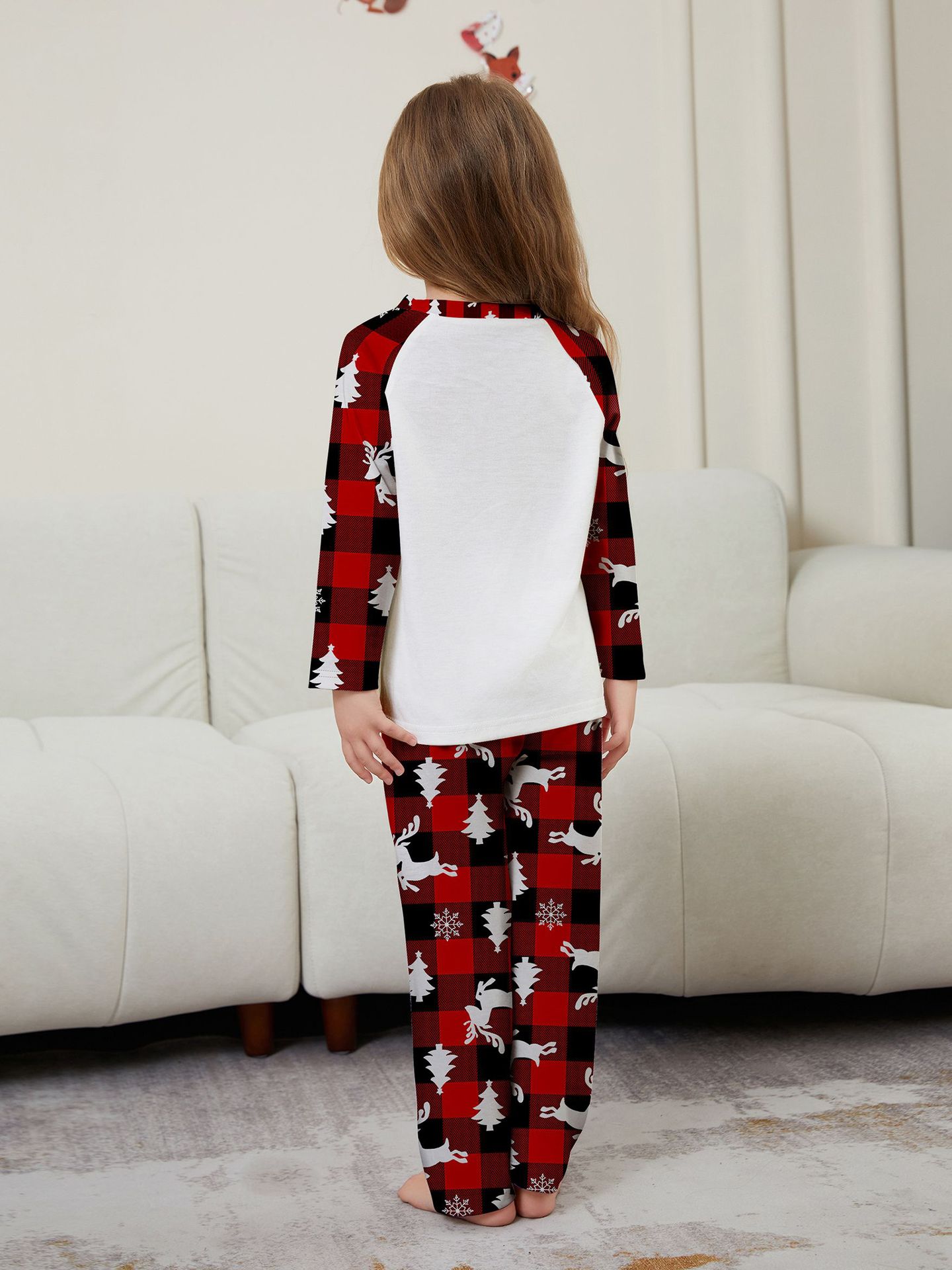 Snowman Red‑Black Plaid Family Matching Pajamas