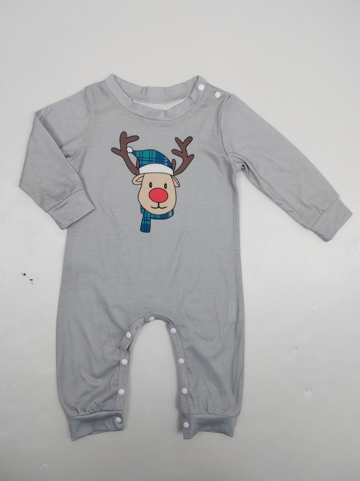 Blue Plaid Reindeer Family Matching Pajamas