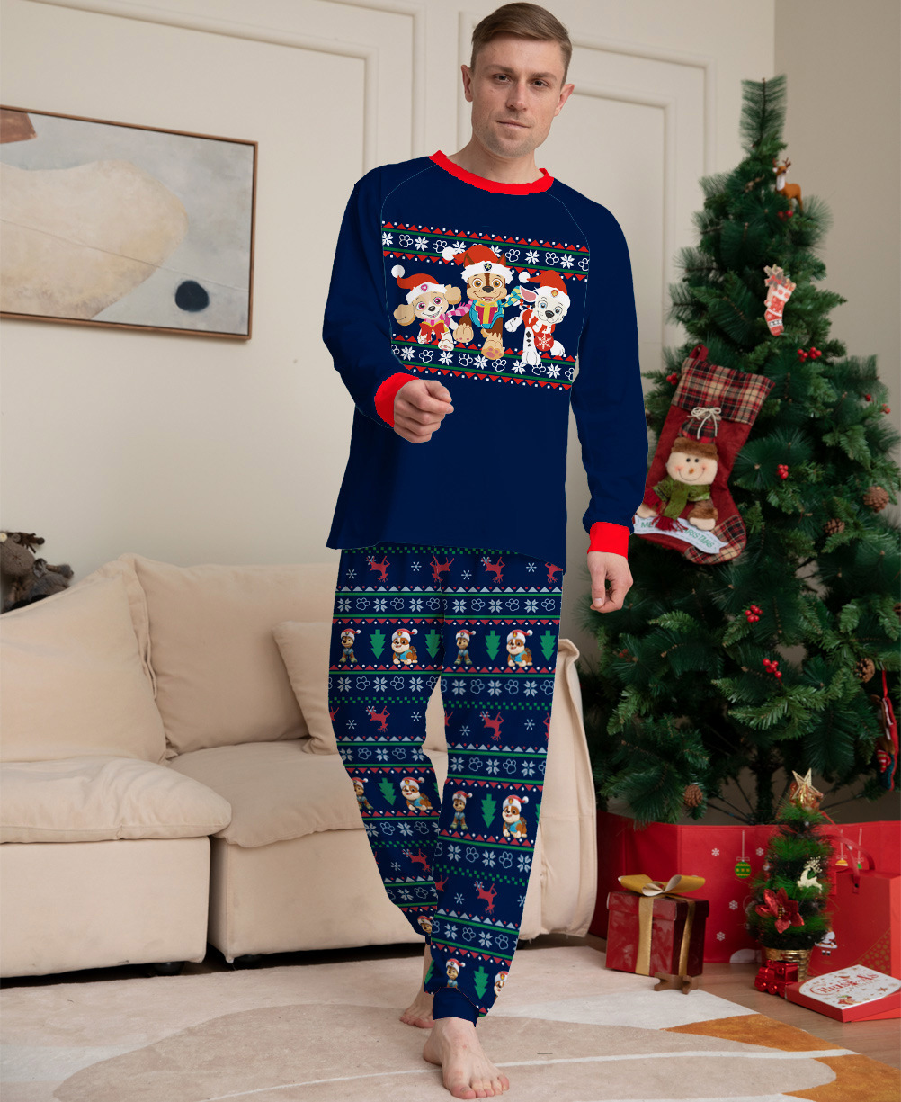 Navy Christmas Cartoon Animal Family Matching Pajamas
