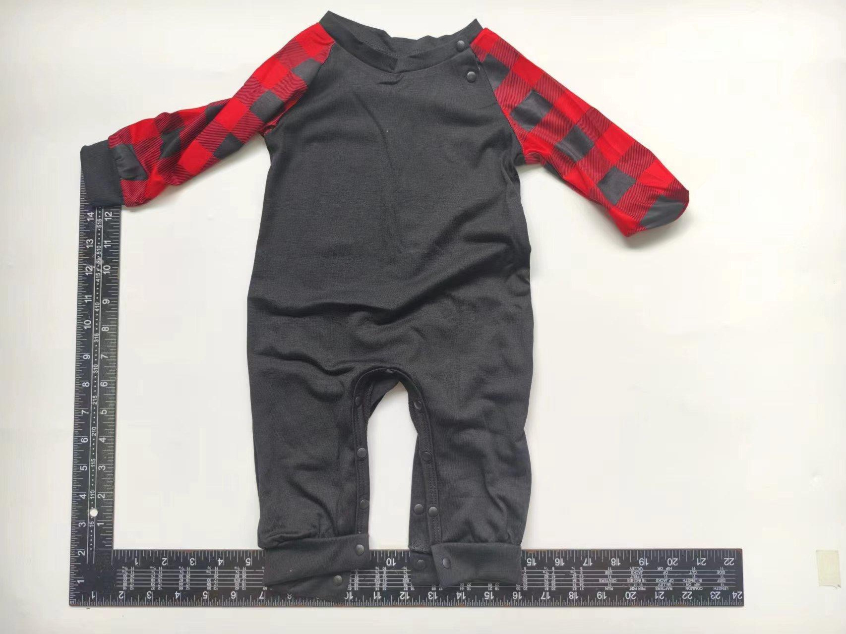 Black‑Red Raglan Buffalo Plaid Family Matching Pajamas