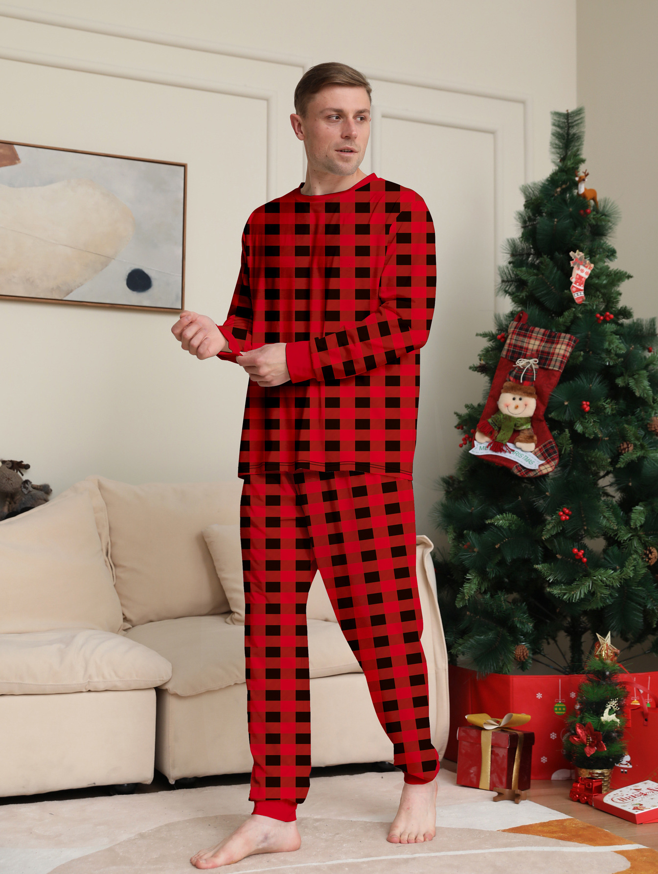 Red‑Black Buffalo Plaid Family Matching Pajamas