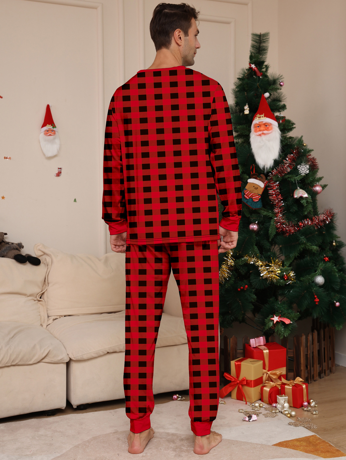 Red‑Black Buffalo Plaid Family Matching Pajamas