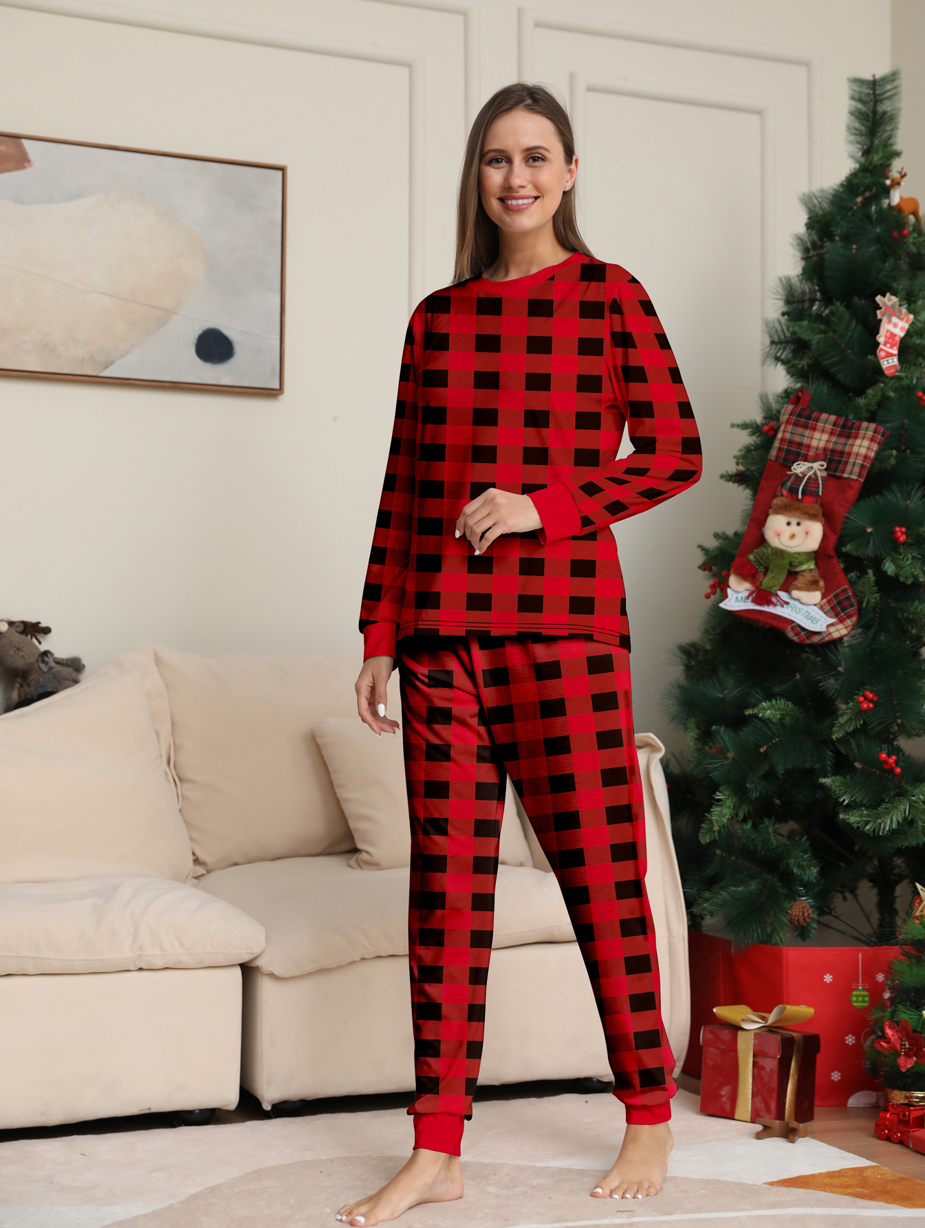 Red‑Black Buffalo Plaid Family Matching Pajamas