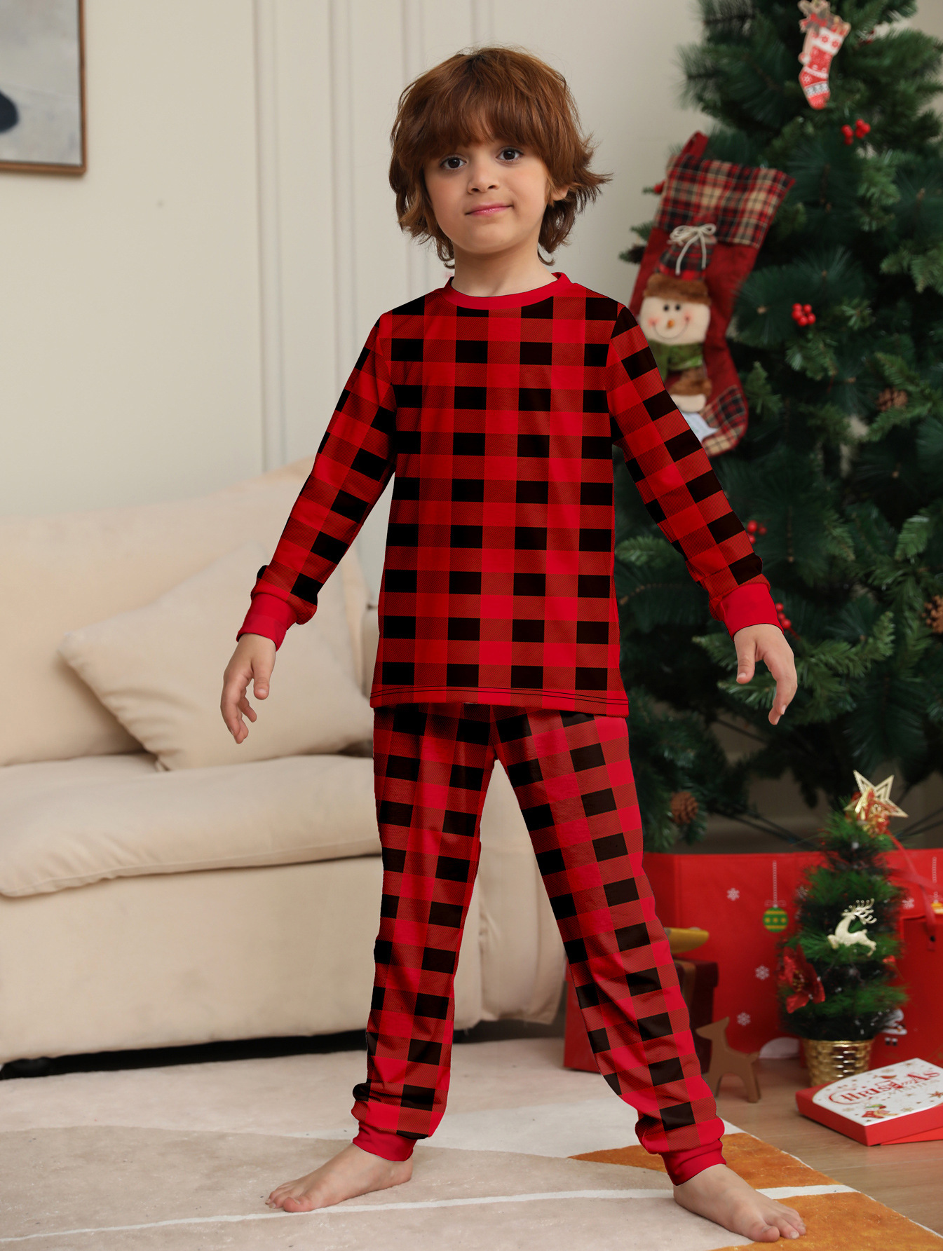 Red‑Black Buffalo Plaid Family Matching Pajamas