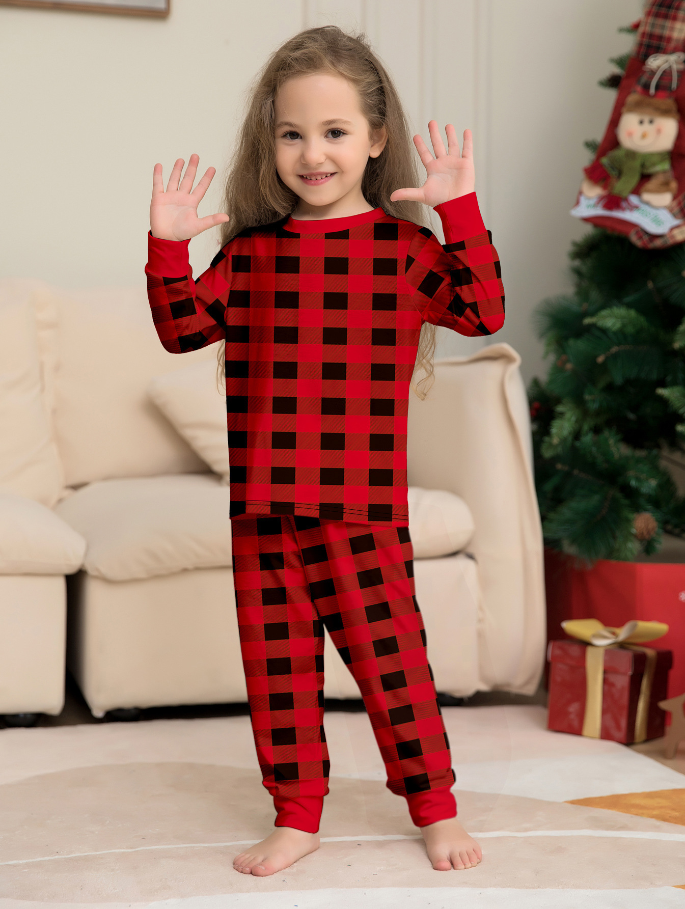 Red‑Black Buffalo Plaid Family Matching Pajamas