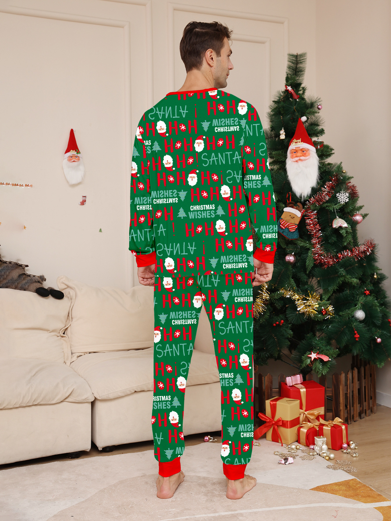 Green Santa Letter Full‑Print Family Matching Pajamas