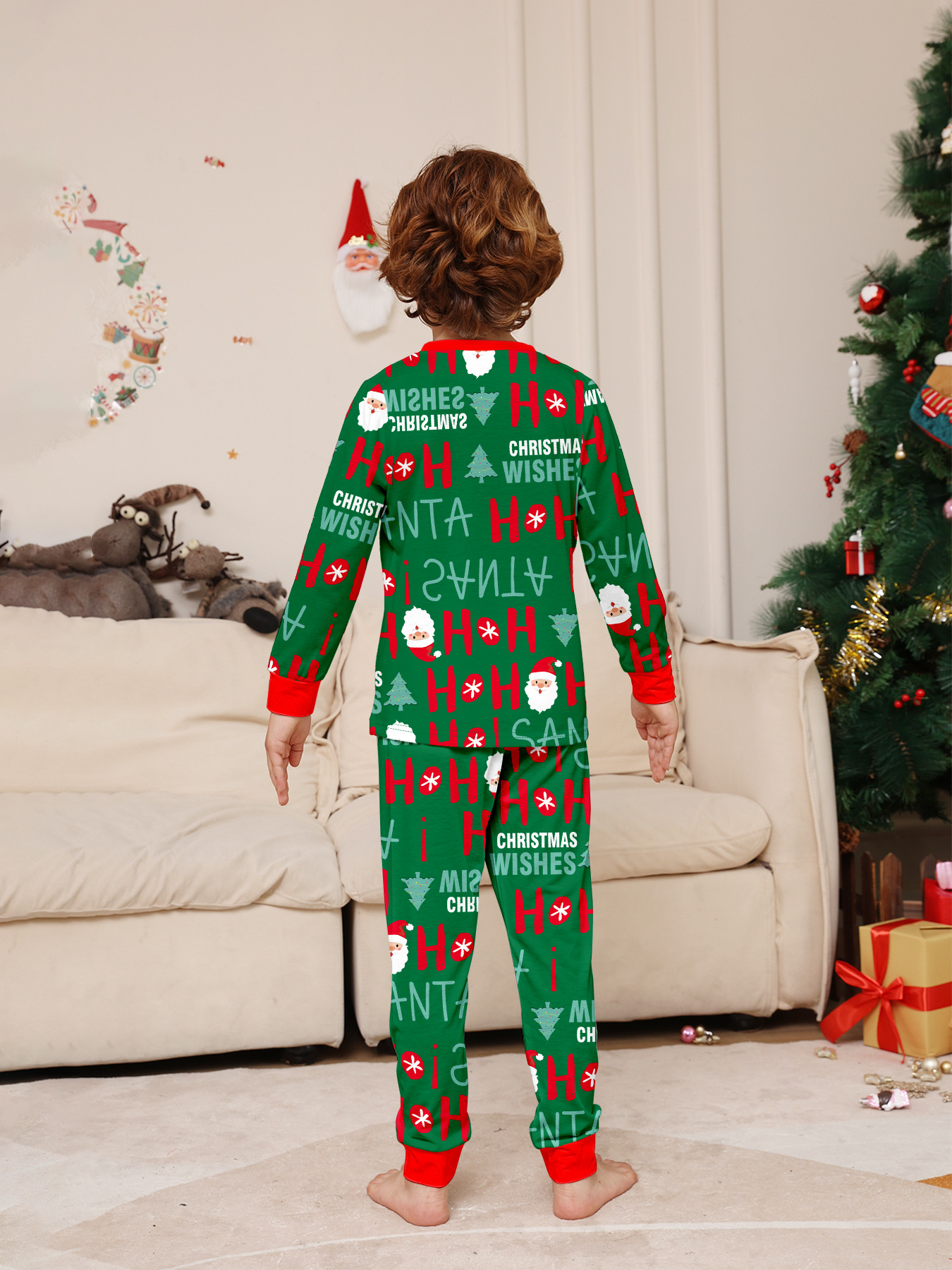 Green Santa Letter Full‑Print Family Matching Pajamas