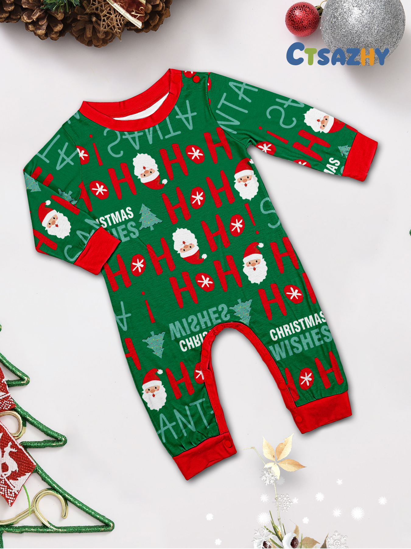 Green Santa Letter Full‑Print Family Matching Pajamas