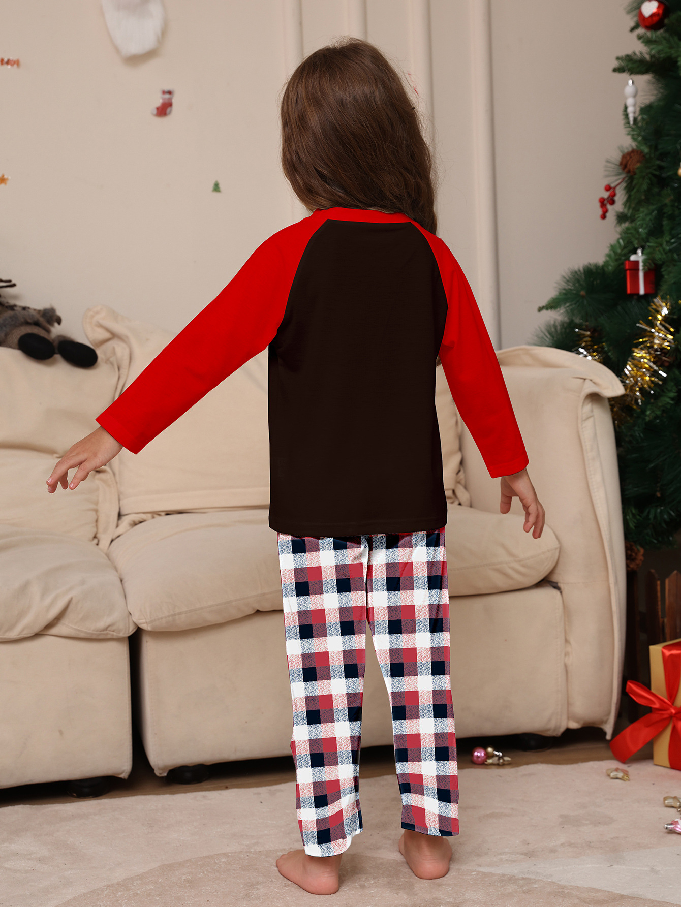Raglan Santa Buffalo Plaid Family Matching Pajamas