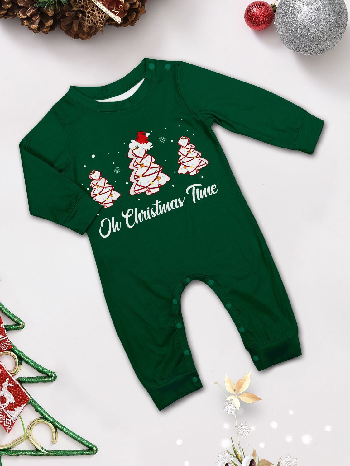 Green Christmas Tree Snowman Family Matching Pajamas