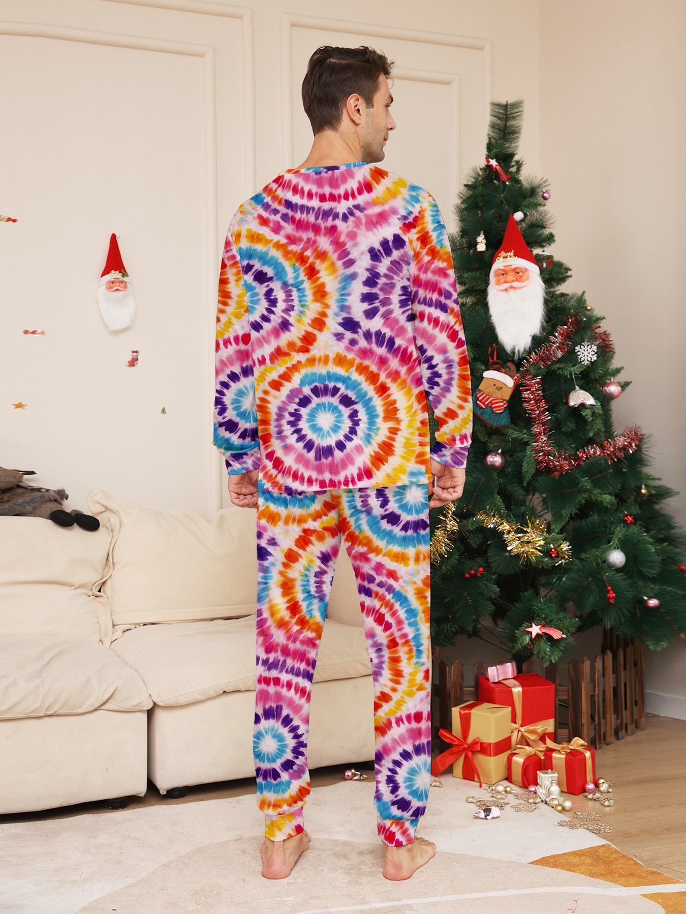 Tie‑Dye Santa Snowman Family Matching Pajamas