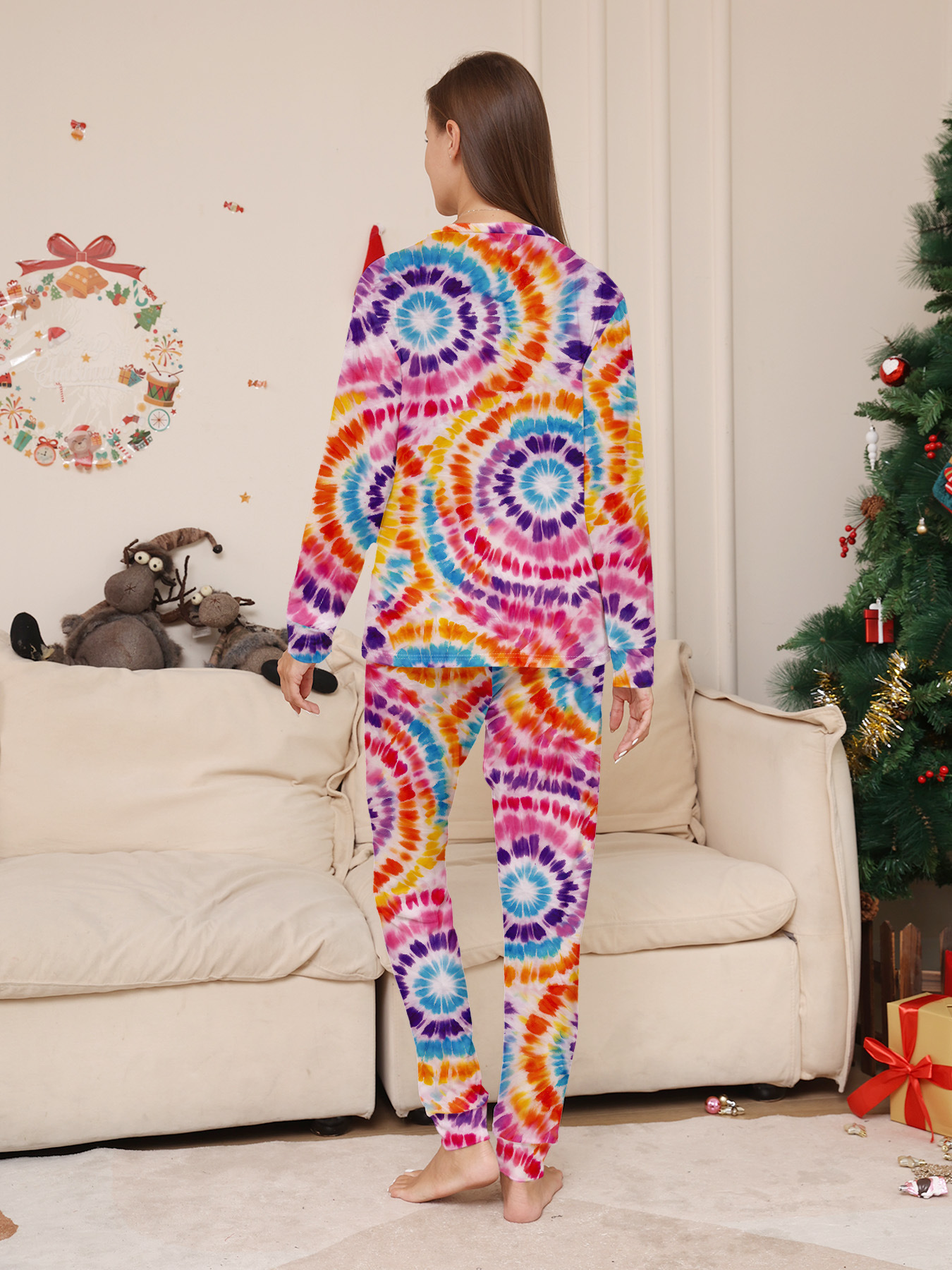 Tie‑Dye Santa Snowman Family Matching Pajamas