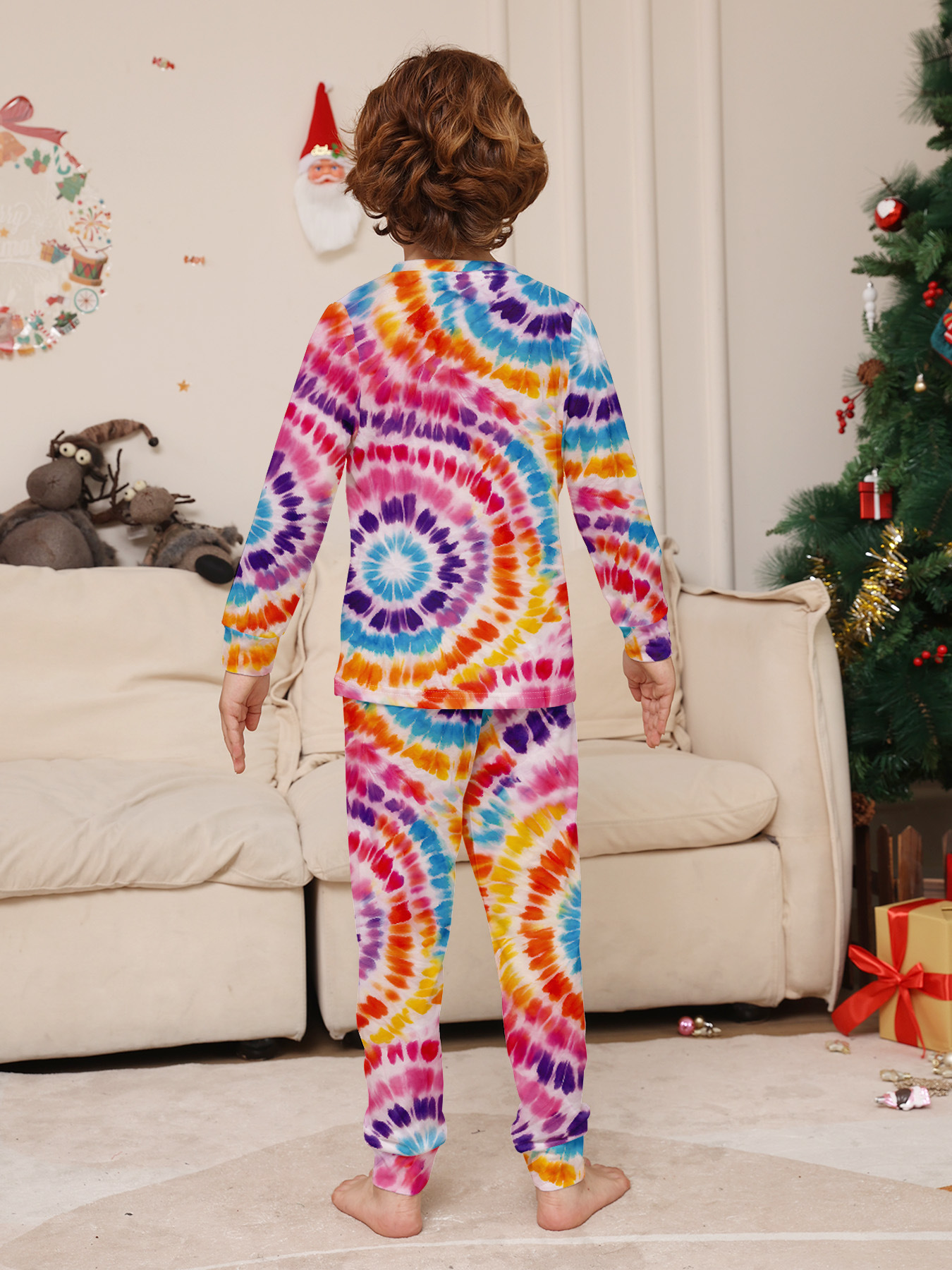 Tie‑Dye Santa Snowman Family Matching Pajamas
