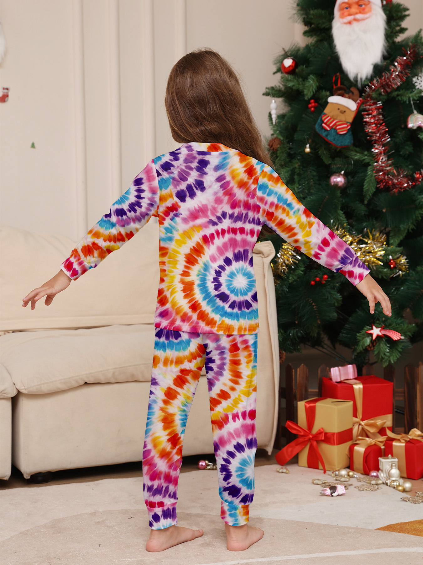 Tie‑Dye Santa Snowman Family Matching Pajamas