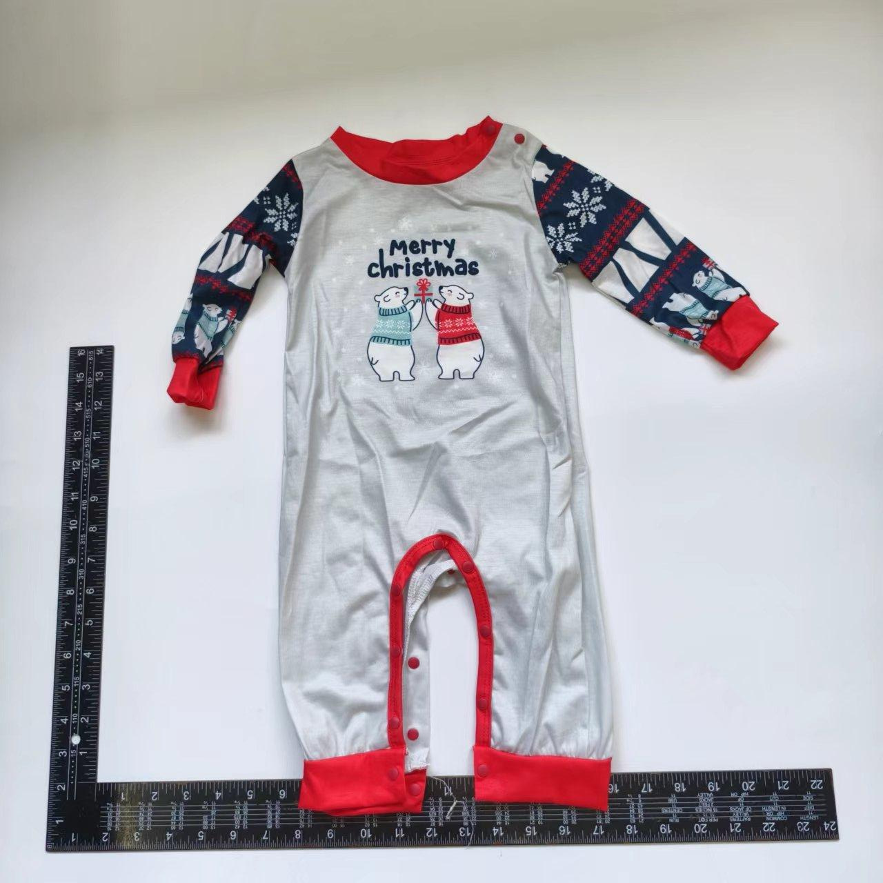 Grey Polar Bear Christmas Print Family Matching Pajamas——Baby
